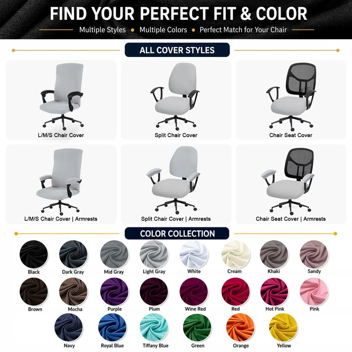 DIVA EN CAMINO DEC Stretchable Office Chair Seat Cover | Washable, Pink, Universal Fit - view 9