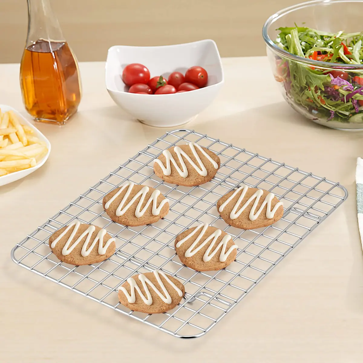 TeamFar Cooling Rack 9.75”x7.5” Stainless Steel Baking Grid Wire Rack | Heavy Duty & Dishwasher Safe - view 5