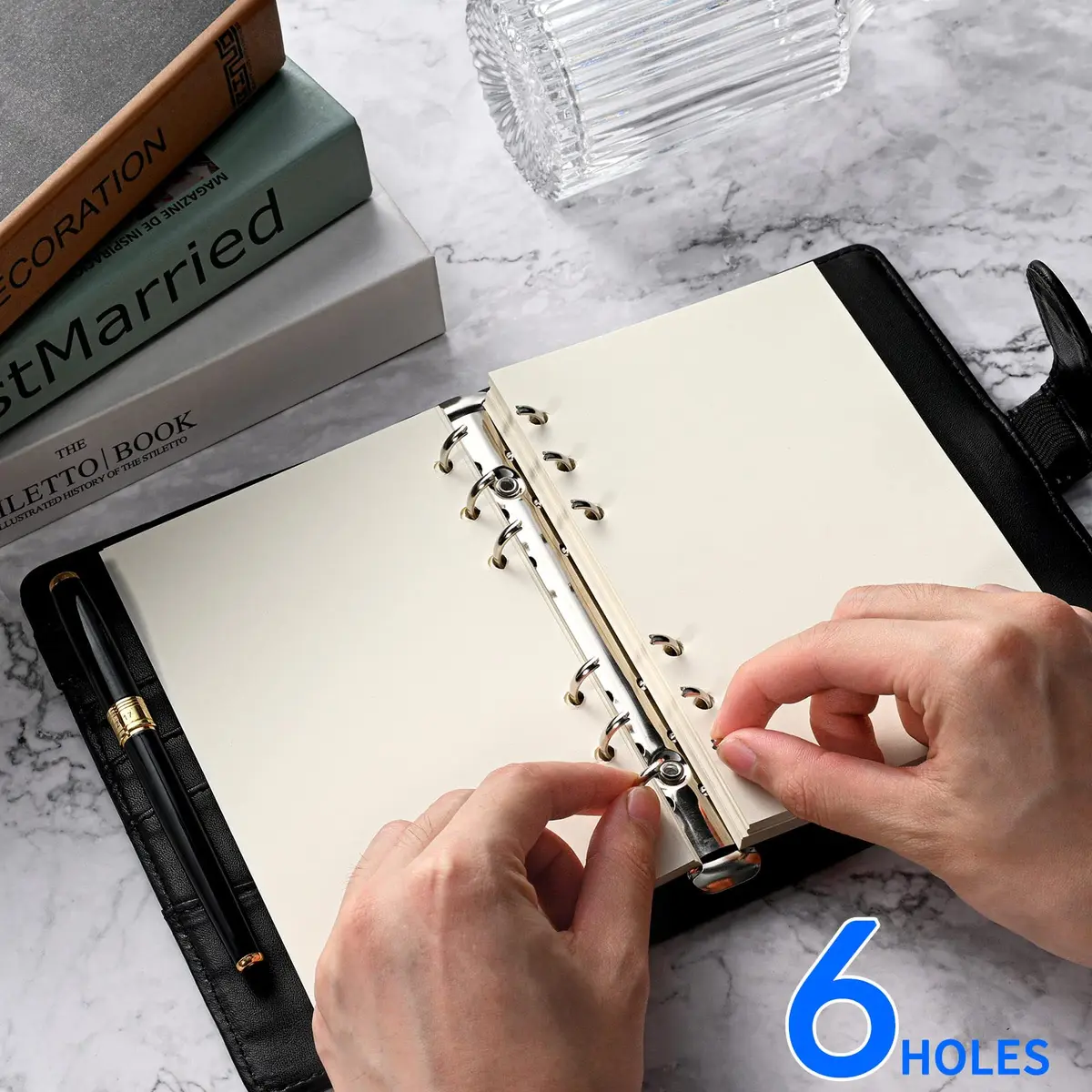 Tofun A6 Refillable Blank Paper for 6-Ring Binders 10.5 x 17cm | 80 Sheets, 160 Pages, Heavy 100GSM - view 5