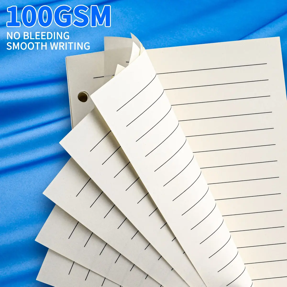 Tofun A6 Refillable Paper for 6-Ring Binders, 10.5 x 17cm | 80 Sheets, 7mm Ruled, Cream - view 4