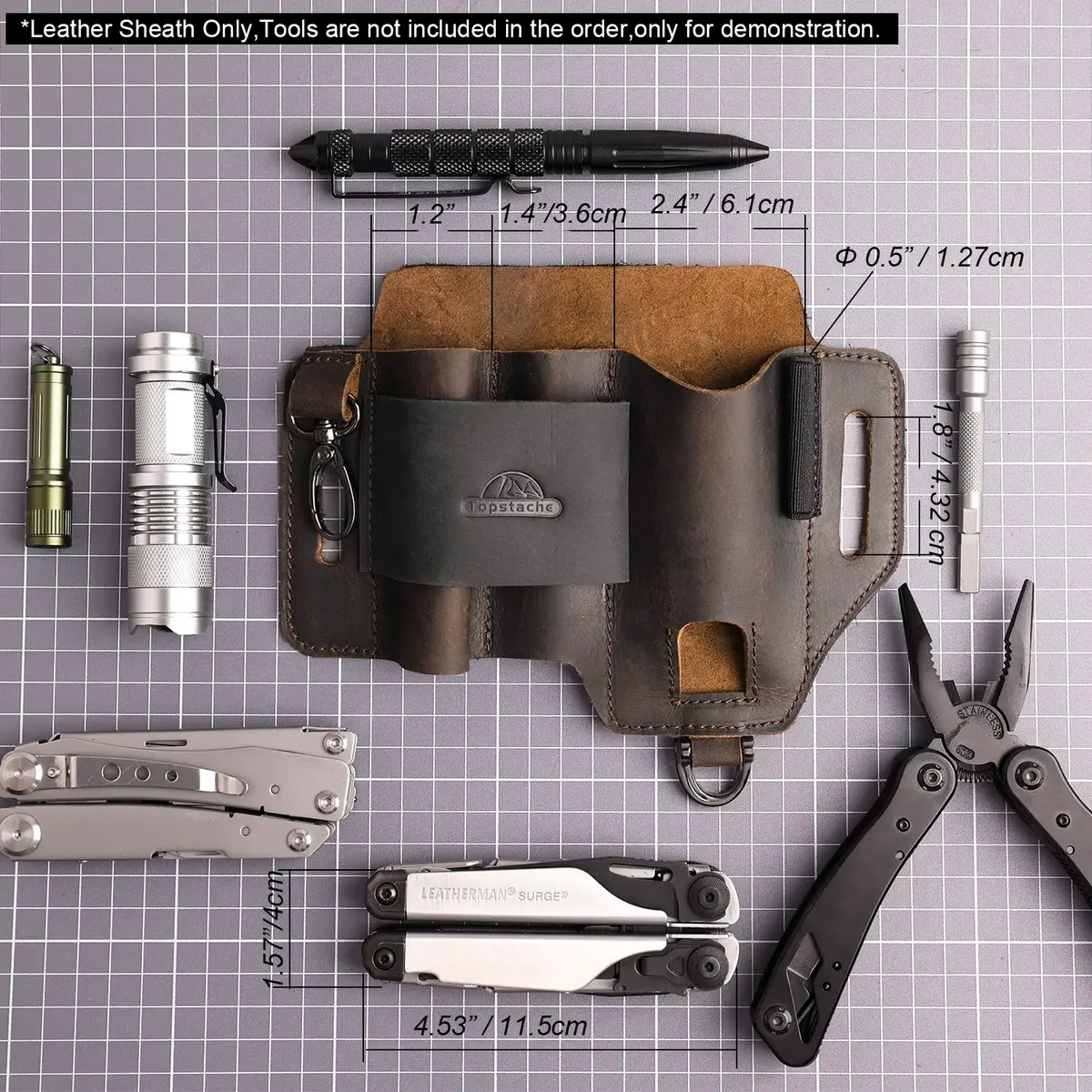 Topstache Leather Multitool Sheath EDC Belt Organizer for Work and Daily Use | Fits Leatherman Tools, Pens, Flashlights - view 5