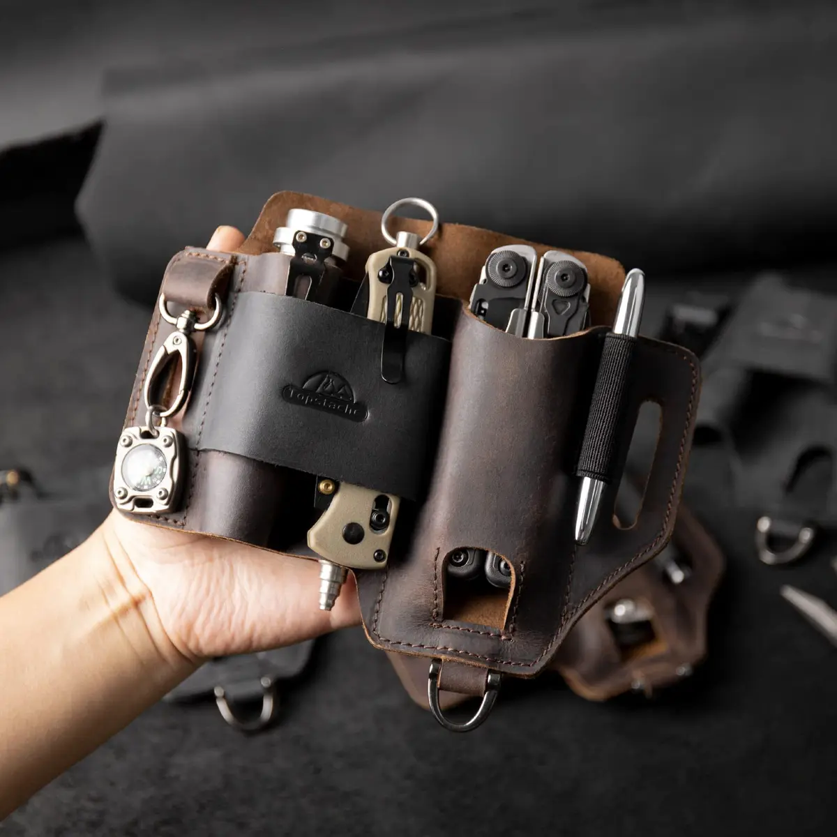 Topstache Leather Multitool Sheath EDC Belt Organizer for Work and Daily Use | Fits Leatherman Tools, Pens, Flashlights - view 6