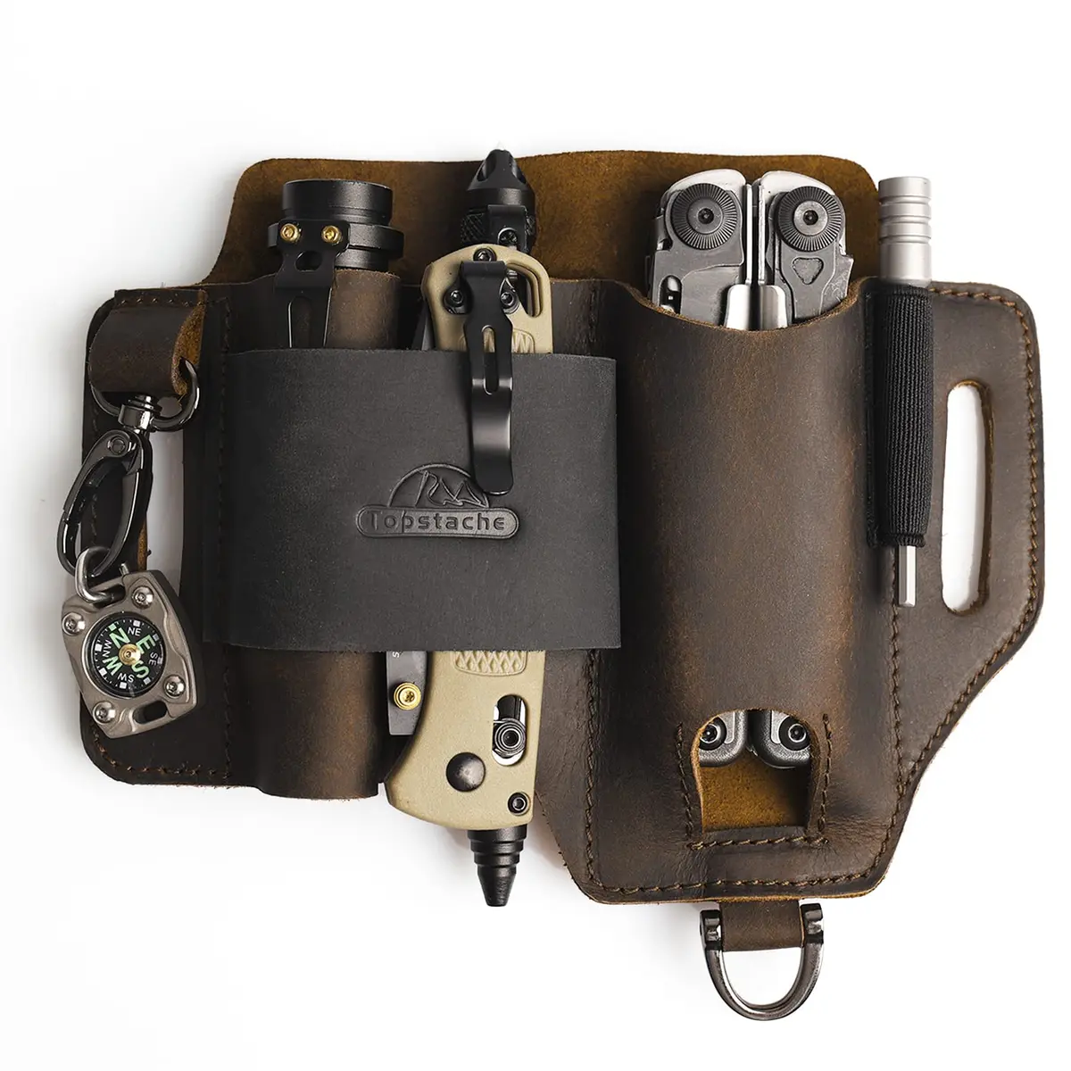 Topstache Leather Multitool Sheath EDC Belt Organizer for Work and Daily Use | Fits Leatherman Tools, Pens, Flashlights - main product image