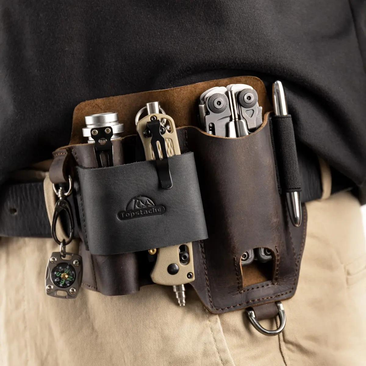 Topstache Leather Multitool Sheath EDC Belt Organizer for Work and Daily Use | Fits Leatherman Tools, Pens, Flashlights - view 2