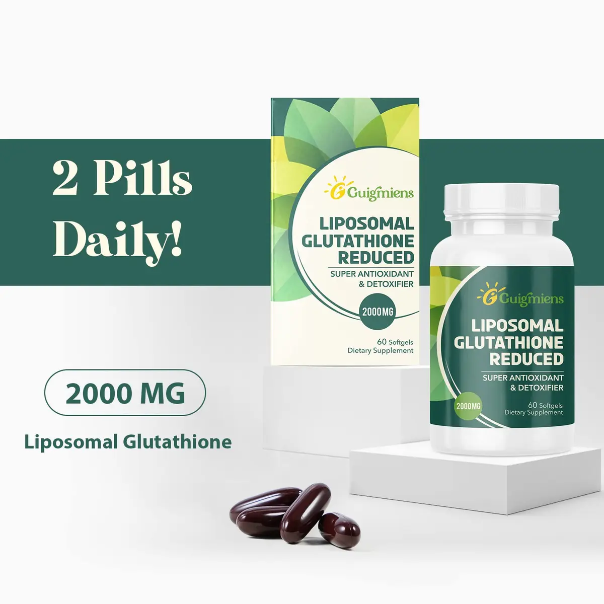 Guigmiens Liposomal Glutathione 2000 MG | Antioxidant Supplement for Skin & Immunity (120 Count) - view 7