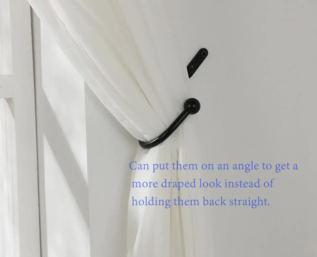 VRSS Black Curtain Tiebacks Drapery Holdbacks 6 Pcs | 15.2cm L x 7.6cm D Wall Mount - view 2