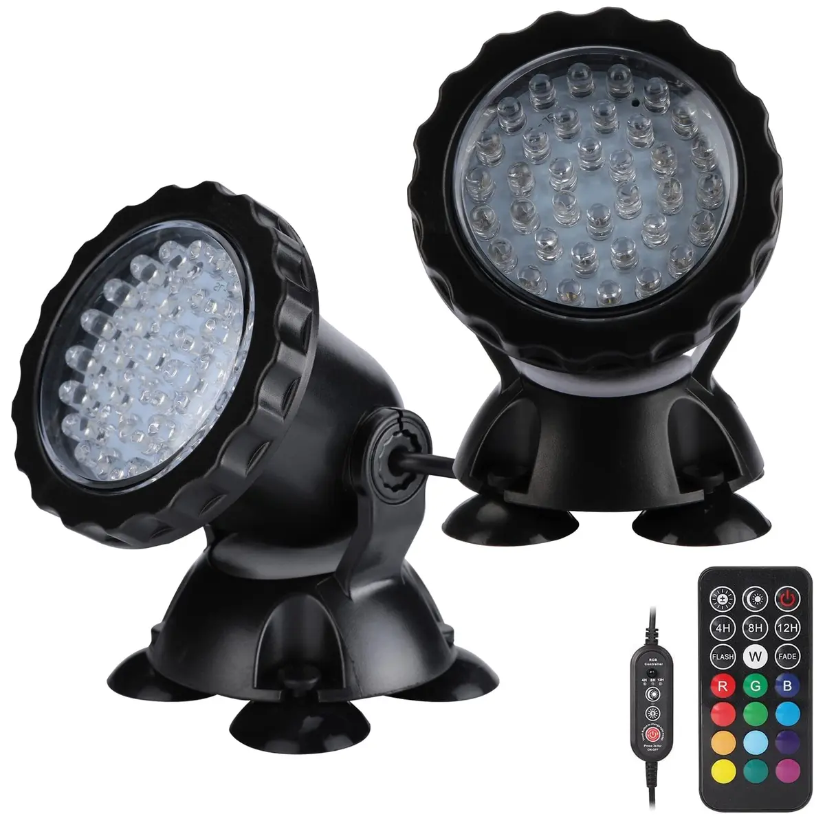ZHGSERVU Submersible Pond Light with Timer Remote - 2 Pack, 7cm (2.75 in) Diameter, 13 RGB Colors - main product image