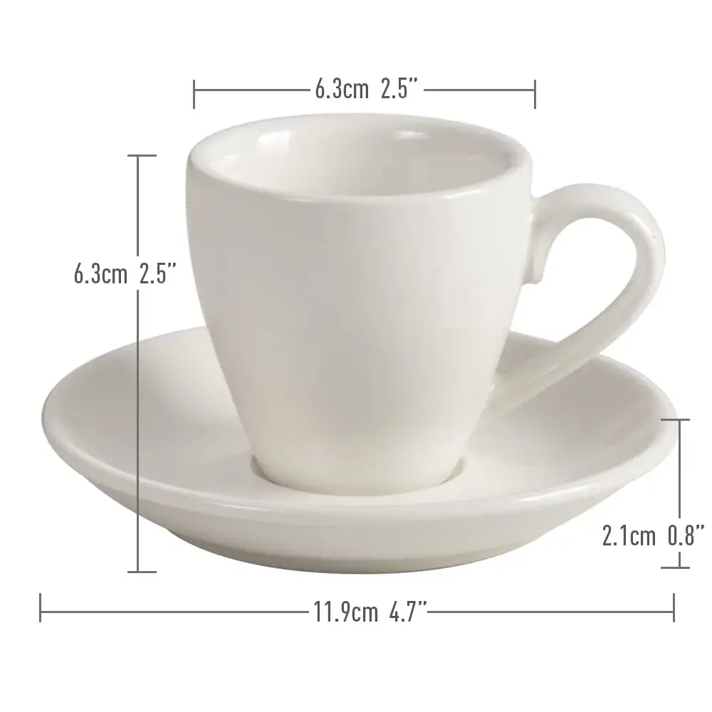 ionEgg White Porcelain Espresso Cup with Saucer, 80ml (2.7Oz) - Pro-Grade Lead-Free Ceramic - view 3