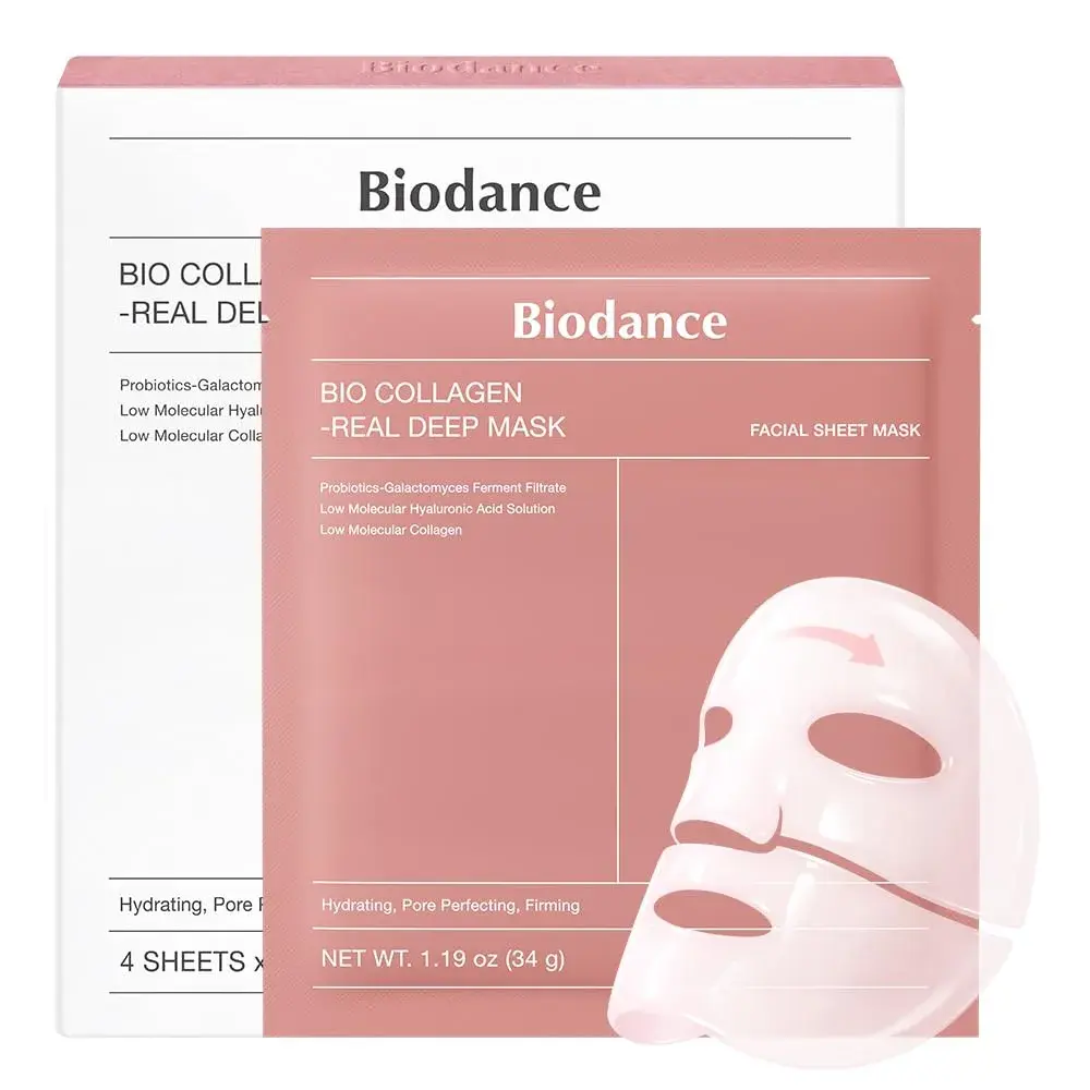 BIODANCE Bio-Collagen Real Deep Mask 34g (1.19oz) x 4ea | Hydrating Overnight Hydrogel Face Mask for Pore Minimizing & Elasticity - main product image