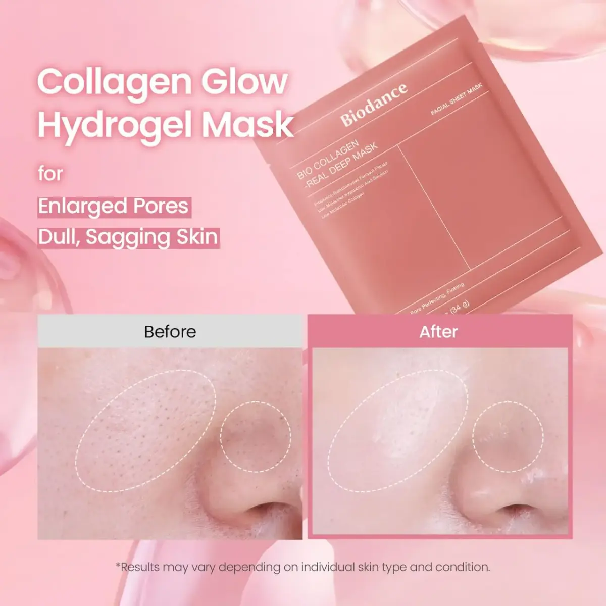 BIODANCE Bio-Collagen Real Deep Mask 34g (1.19oz) x 4ea | Hydrating Overnight Hydrogel Face Mask for Pore Minimizing & Elasticity - view 3