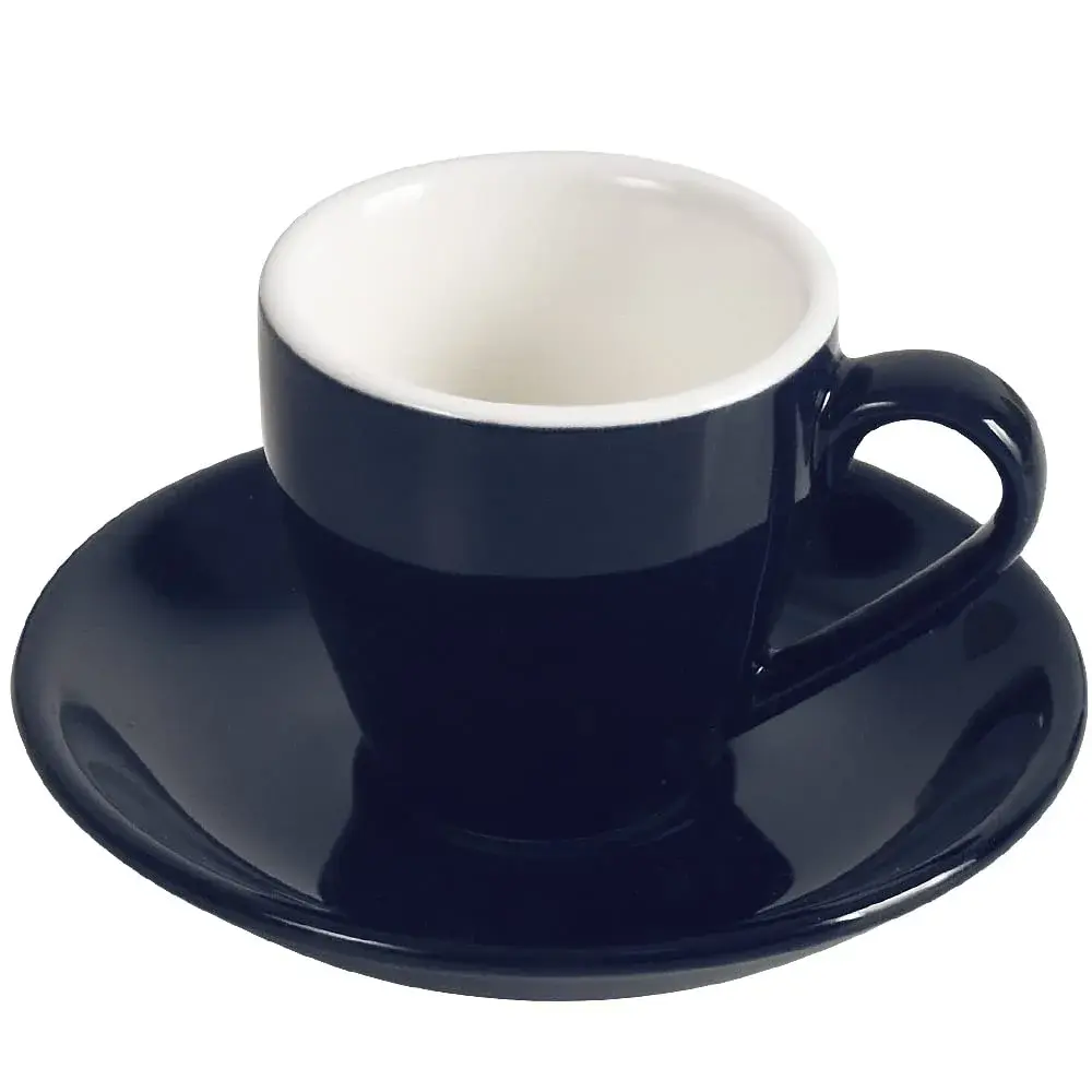 ionEgg Deep Blue Porcelain Espresso Cup with Saucer, 80ml (2.7Oz) | Pro-Grade Lead-Free Ceramic - main product image