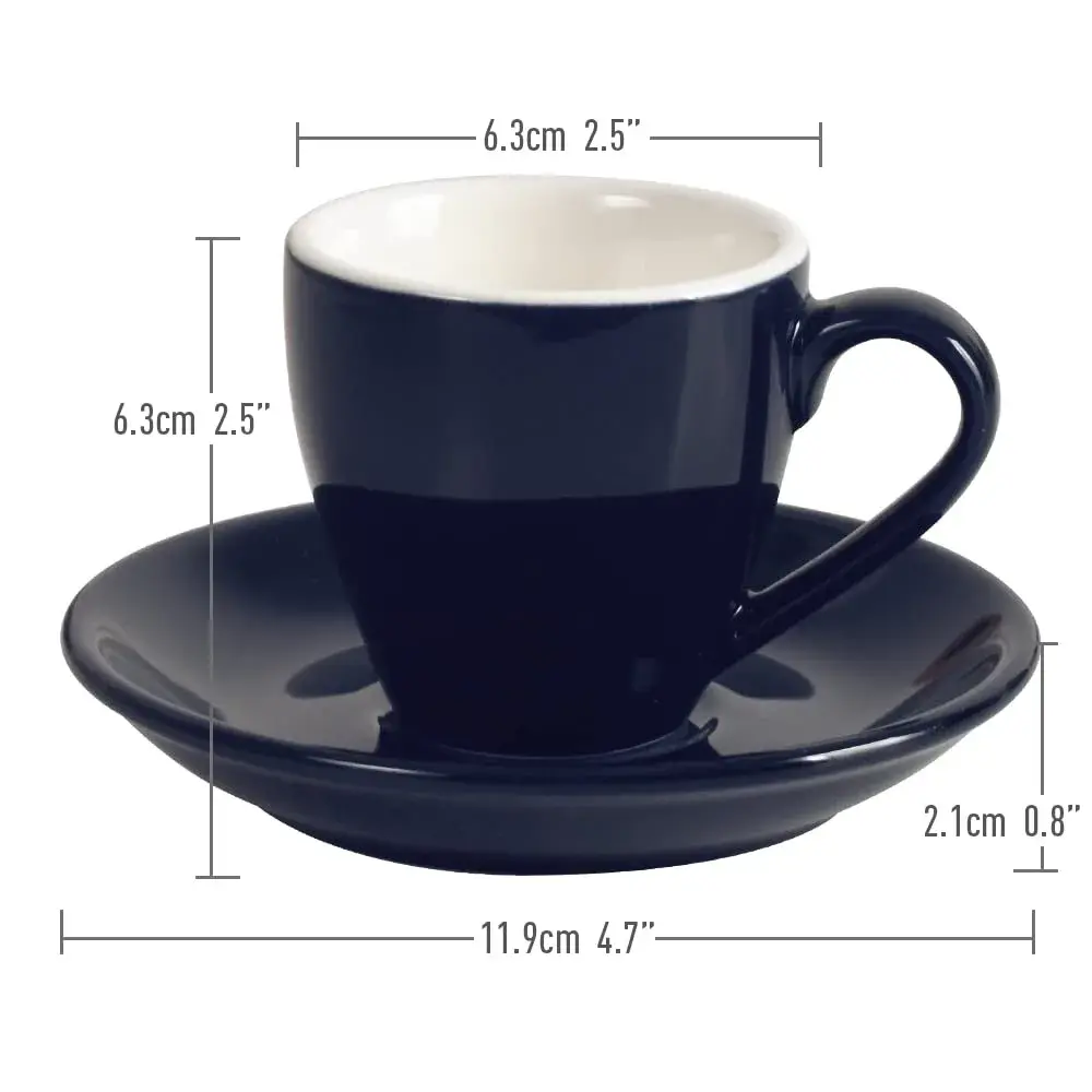 ionEgg Deep Blue Porcelain Espresso Cup with Saucer, 80ml (2.7Oz) | Pro-Grade Lead-Free Ceramic - view 3