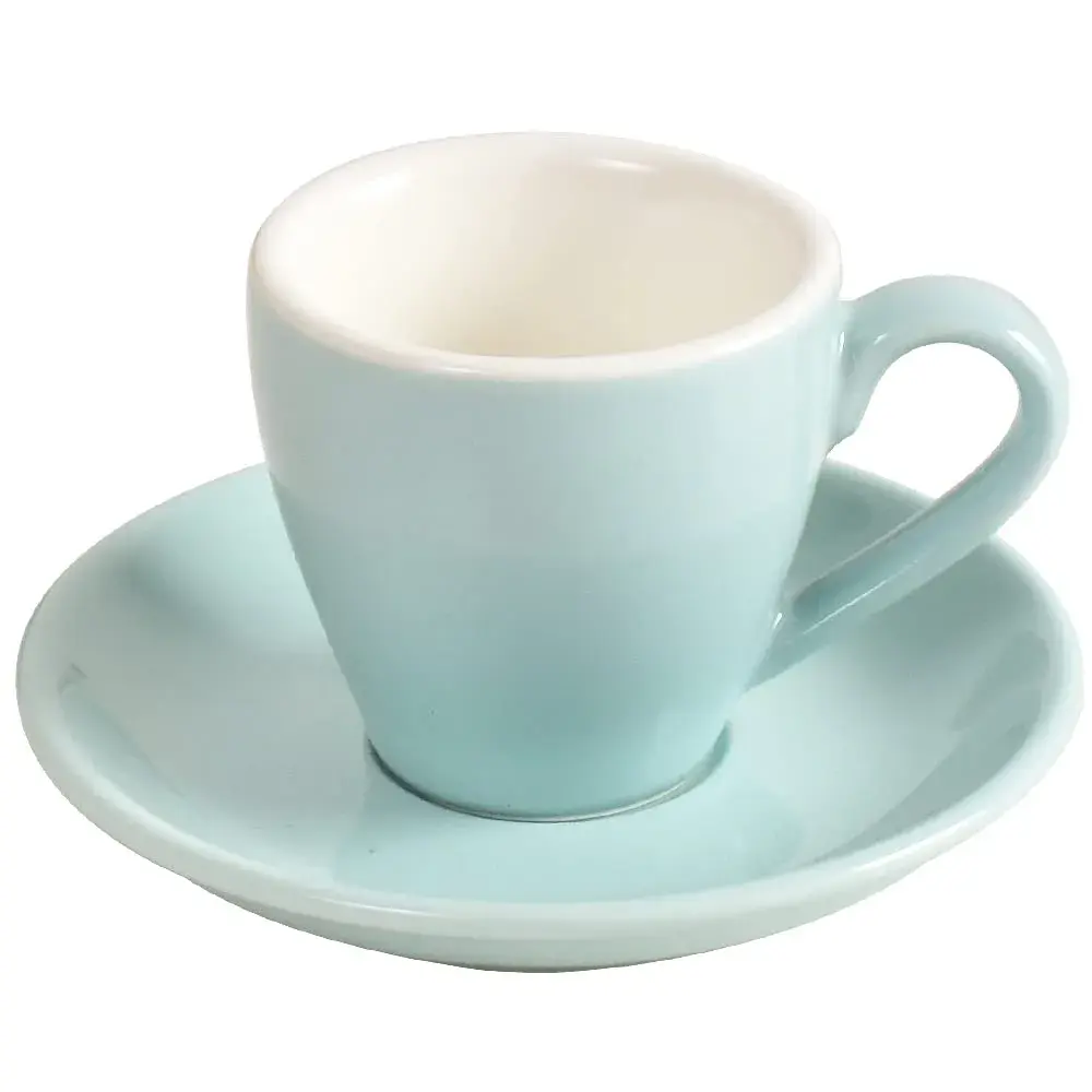 ionEgg Blue Porcelain Espresso Cup with Saucer, 80ml (2.7Oz) Pro-Grade Lead-Free Ceramic - main product image