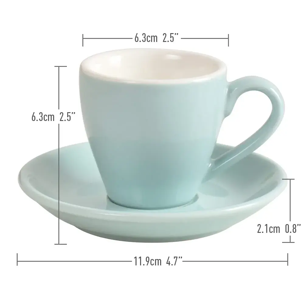 ionEgg Blue Porcelain Espresso Cup with Saucer, 80ml (2.7Oz) Pro-Grade Lead-Free Ceramic - view 3