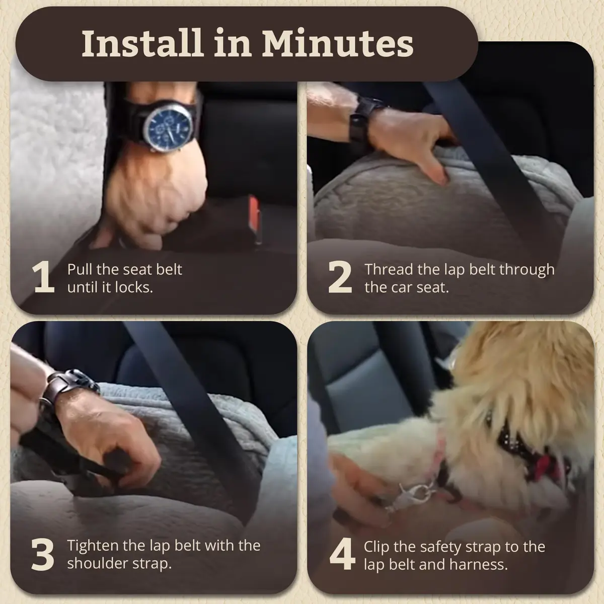 Snoozer Pet Products Lookout 2 Dog Car Seat, Birch Diamond, Medium | Elevated Travel Safety & Comfort - view 6