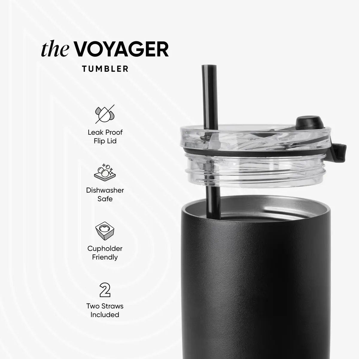 Simple Modern Voyager 12oz (355ml) Almond Birch Travel Coffee Mug with Flip Lid | Insulated Stainless Steel Tumbler - view 3