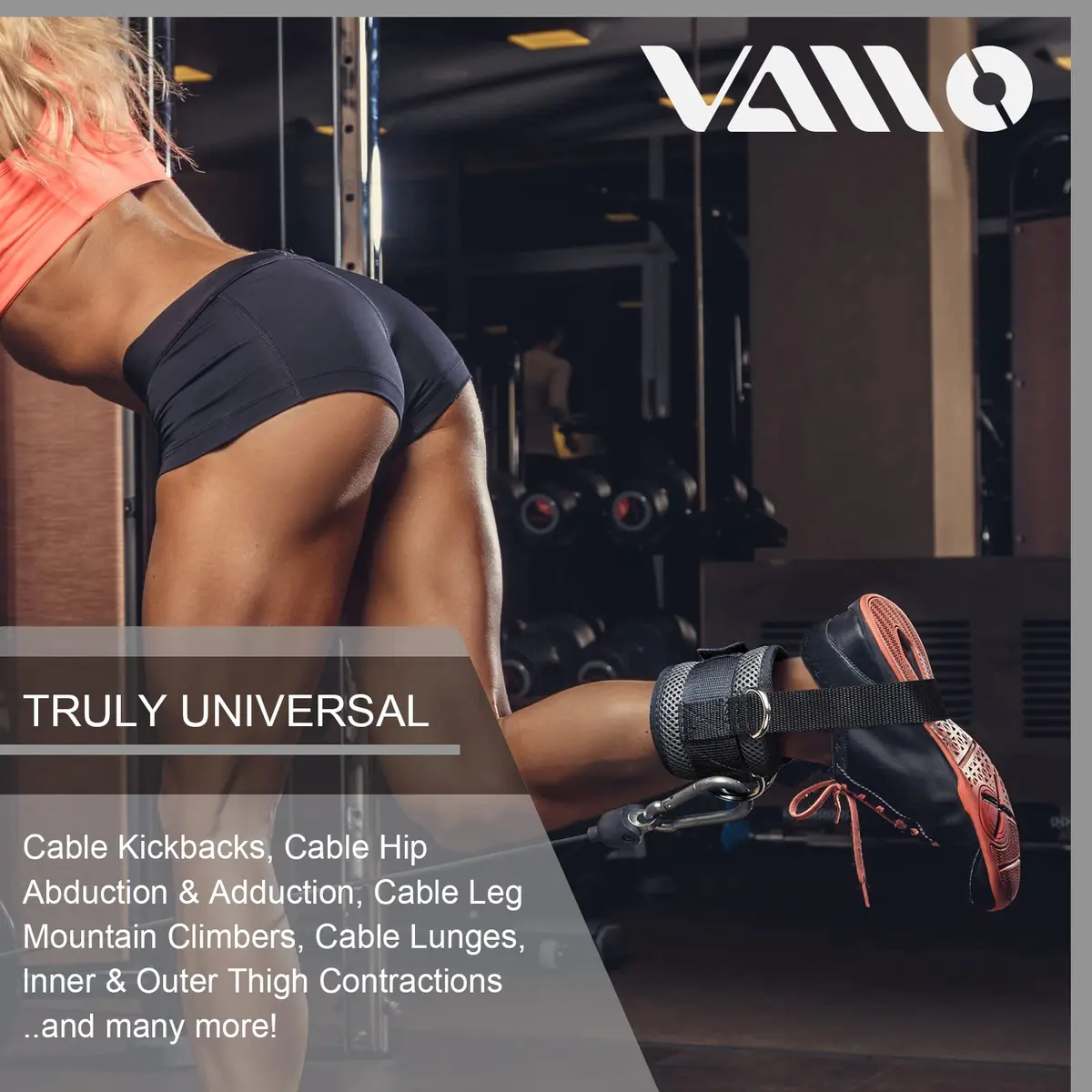 VAIIO Ankle Straps for Cable Machines, Adjustable Comfort Fit Neoprene & Nylon Pair | Heavy Duty D-Ring Workout Cuffs - view 2