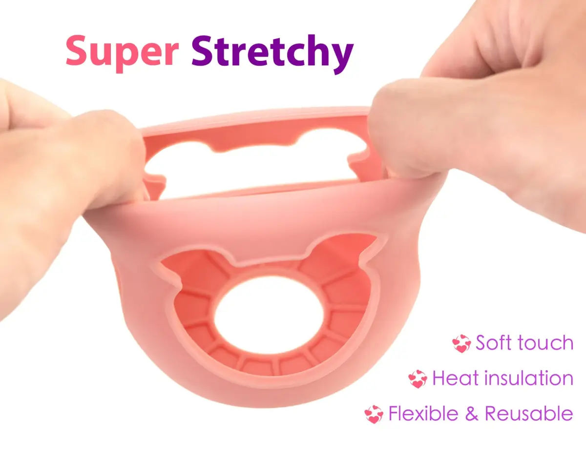 Aelop Silicone Baby Bottle Sleeves for Philips Avent 120ml (4oz) Pack of 2 (Pink/Purple) | Cute Bear Design - view 5