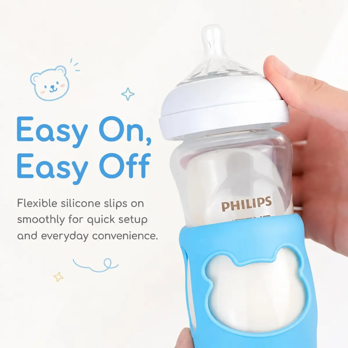 Aelop Silicone Baby Bottle Sleeves for Philips Avent Natural Glass Bottles, 240ml (8oz) | Pack of 2, Blue & Turquoise - view 6