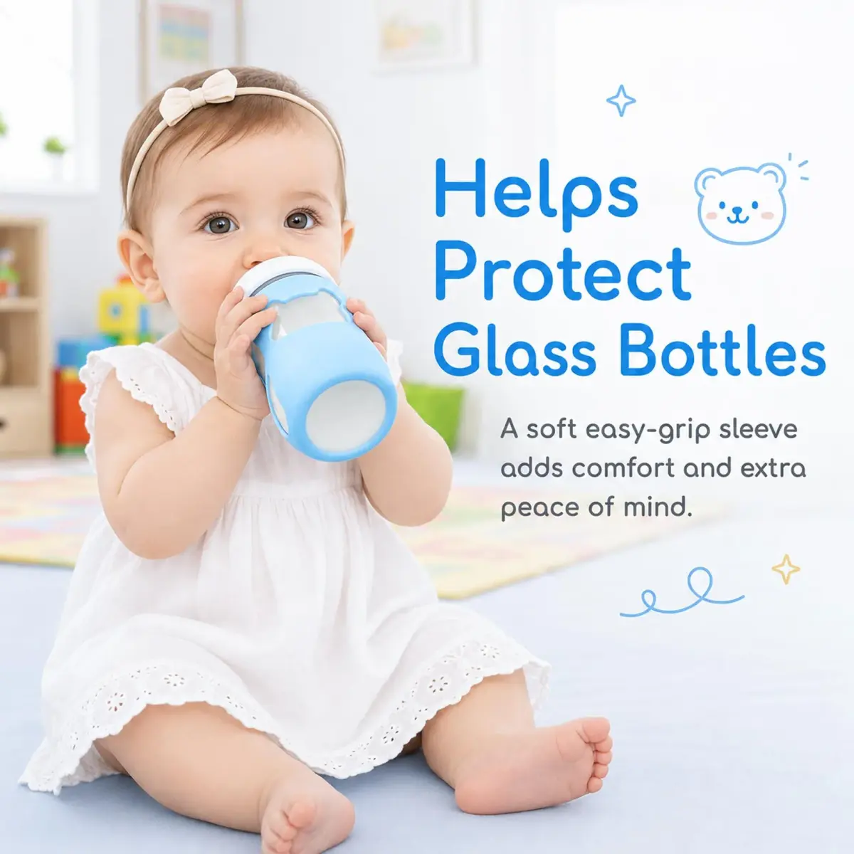 Aelop Silicone Baby Bottle Sleeves for Philips Avent Natural Glass Bottles, 240ml (8oz) | Pack of 2, Blue & Turquoise - view 3