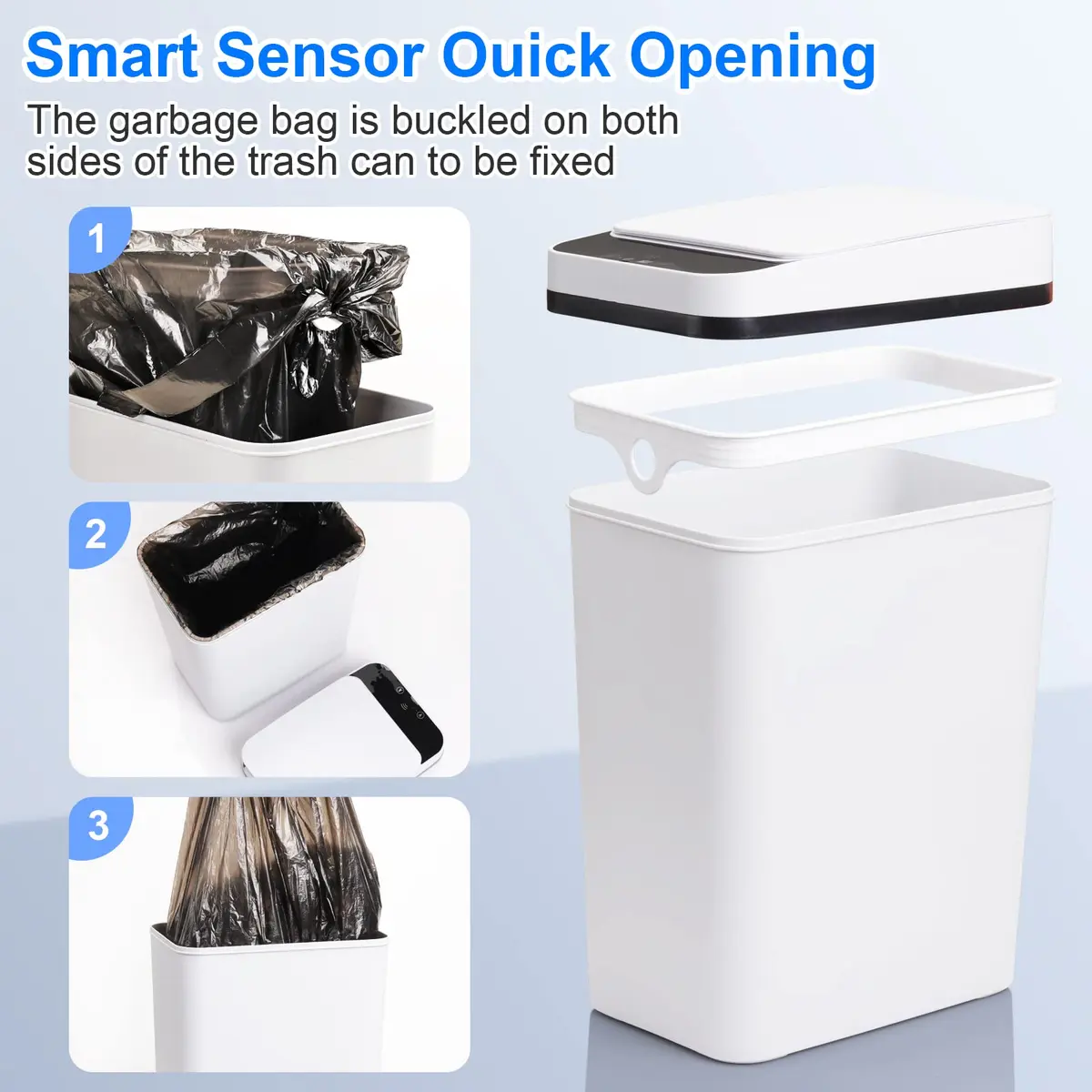 Anborry Smart Touchless Trash Can 3.8L (2.2 Gallon) | Motion Sensor Automatic Lid for Small Spaces - view 6