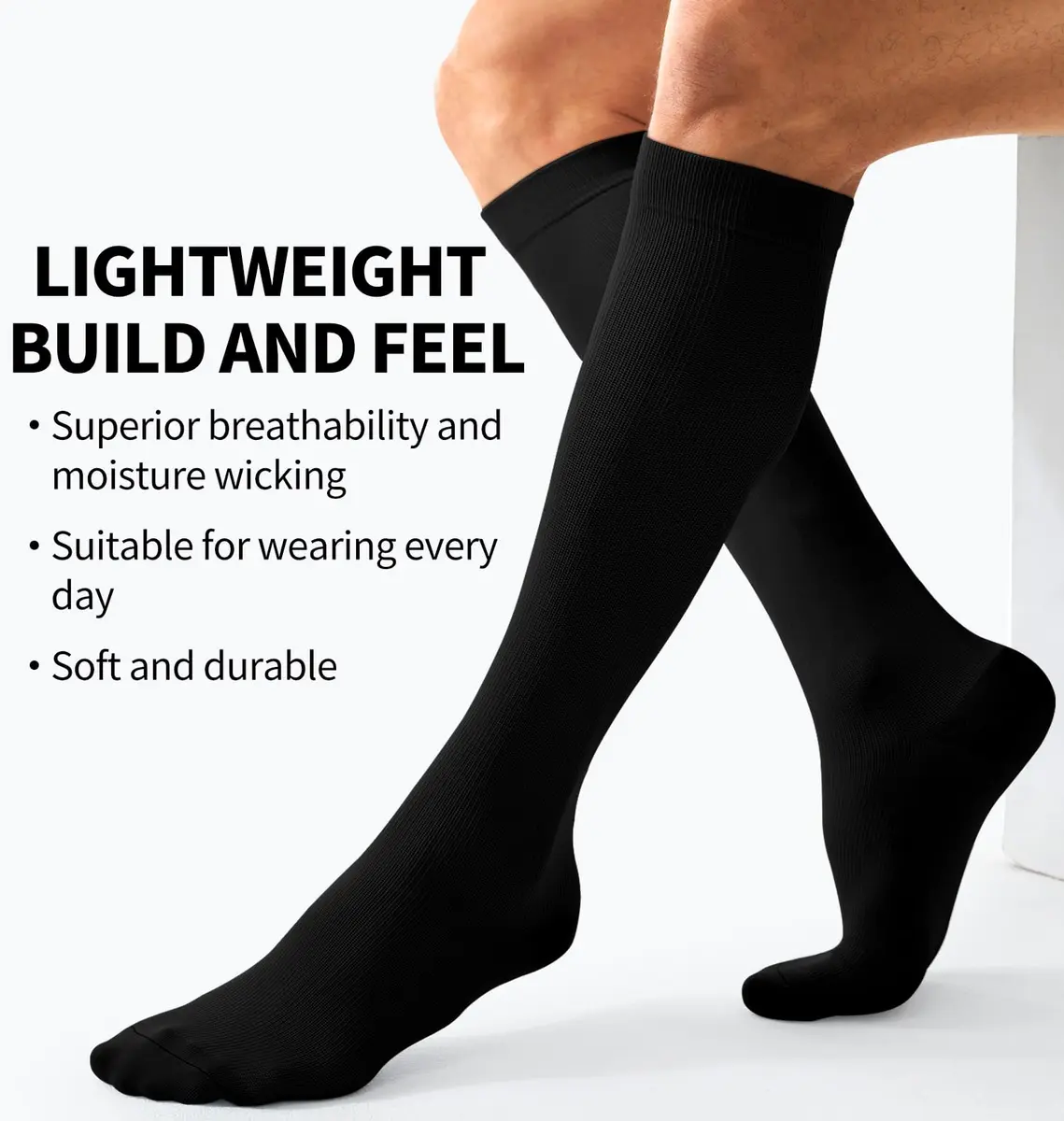 BLUEENJOY Compression Socks for Women & Men (3 Pairs, Large-X-Large) | 15-20 mmHg Graduated Support for Circulation & Recovery - view 5