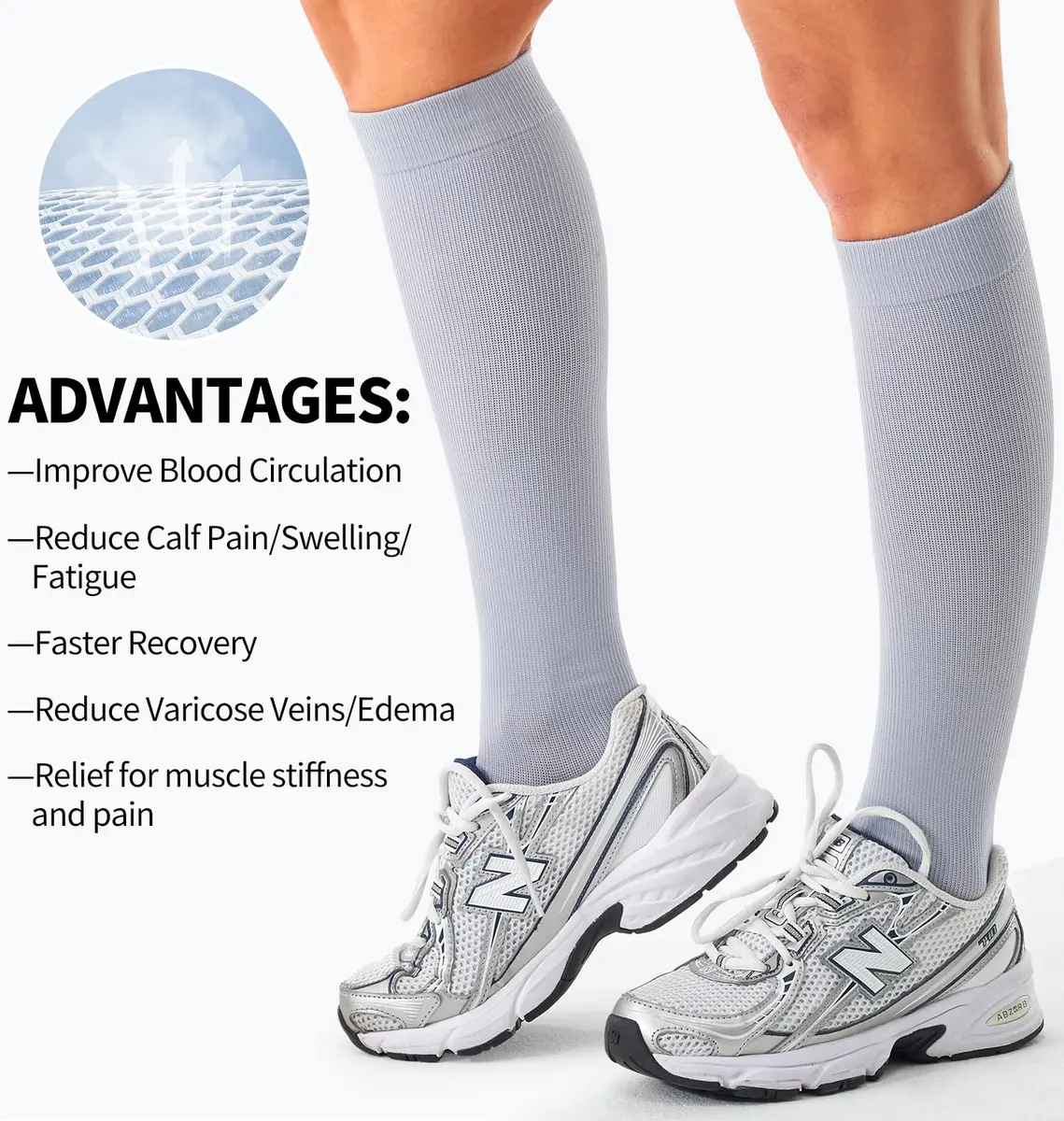 BLUEENJOY Compression Socks for Women & Men (3 Pairs, Large-X-Large) | 15-20 mmHg Graduated Support for Circulation & Recovery - view 6