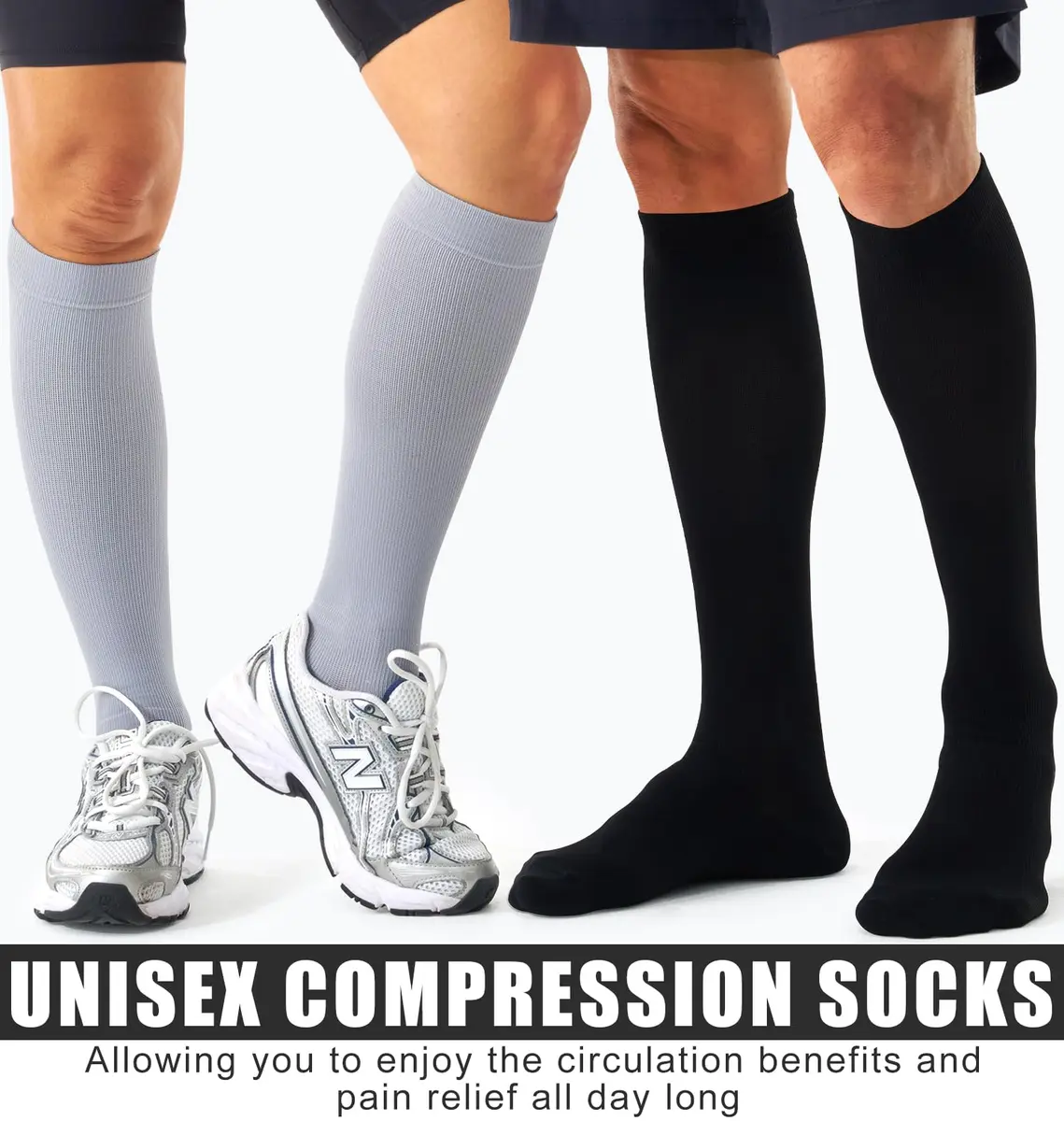 BLUEENJOY Compression Socks for Women & Men (3 Pairs, Large-X-Large) | 15-20 mmHg Graduated Support for Circulation & Recovery - view 2