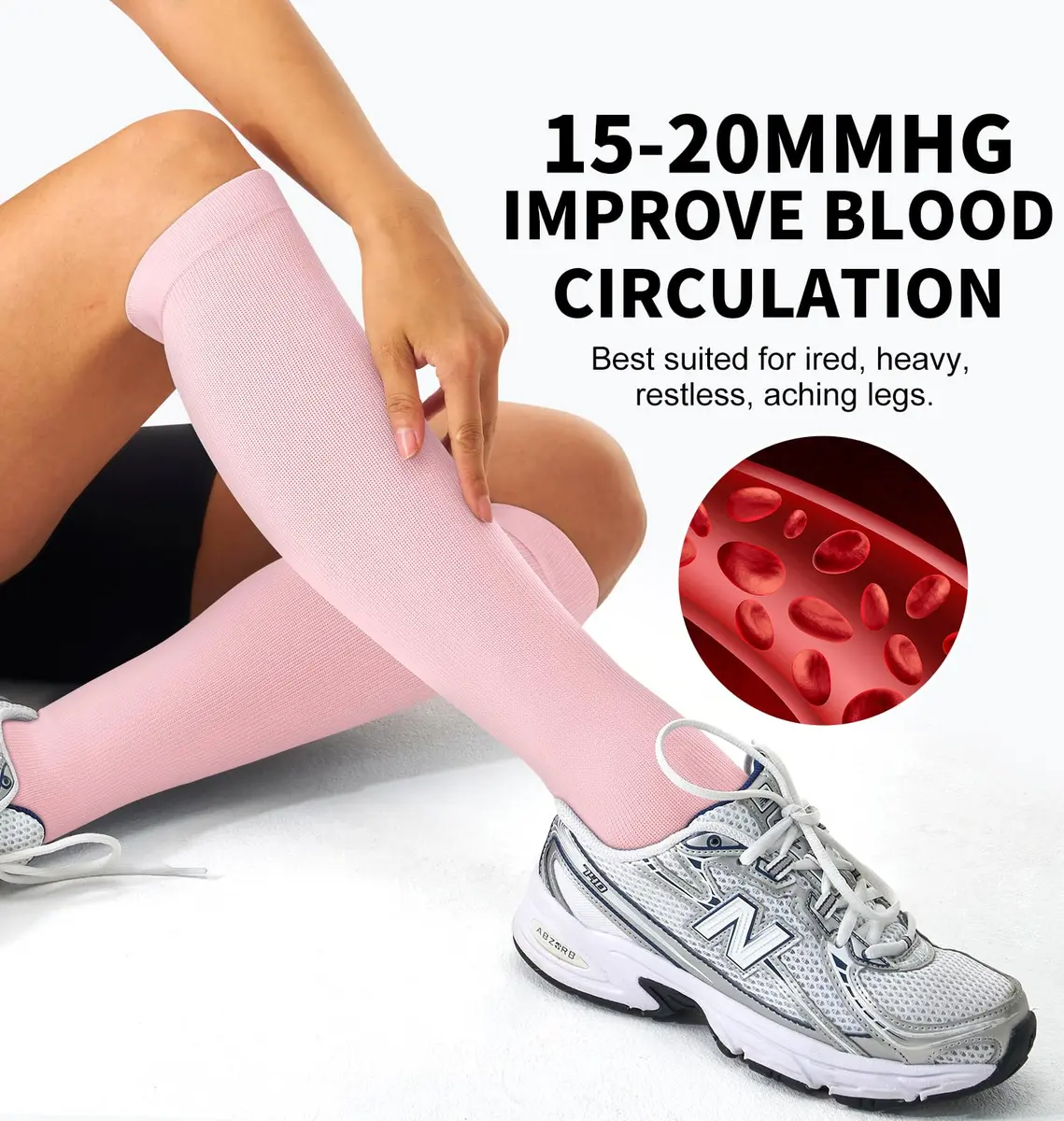 BLUEENJOY Compression Socks for Women & Men (3 Pairs, Large-X-Large) | 15-20 mmHg Graduated Support for Circulation & Recovery - view 4