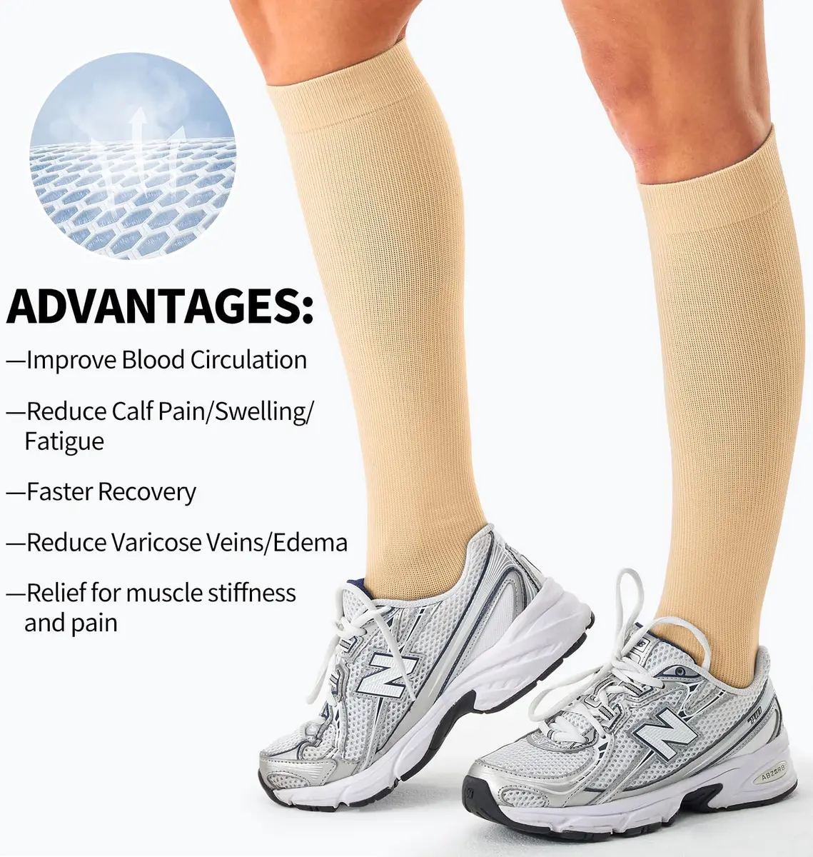 BLUEENJOY Compression Socks for Women & Men (3 Pairs, Large-X-Large) | Graduated 15-20 mmHg Support for Circulation & Recovery - view 6