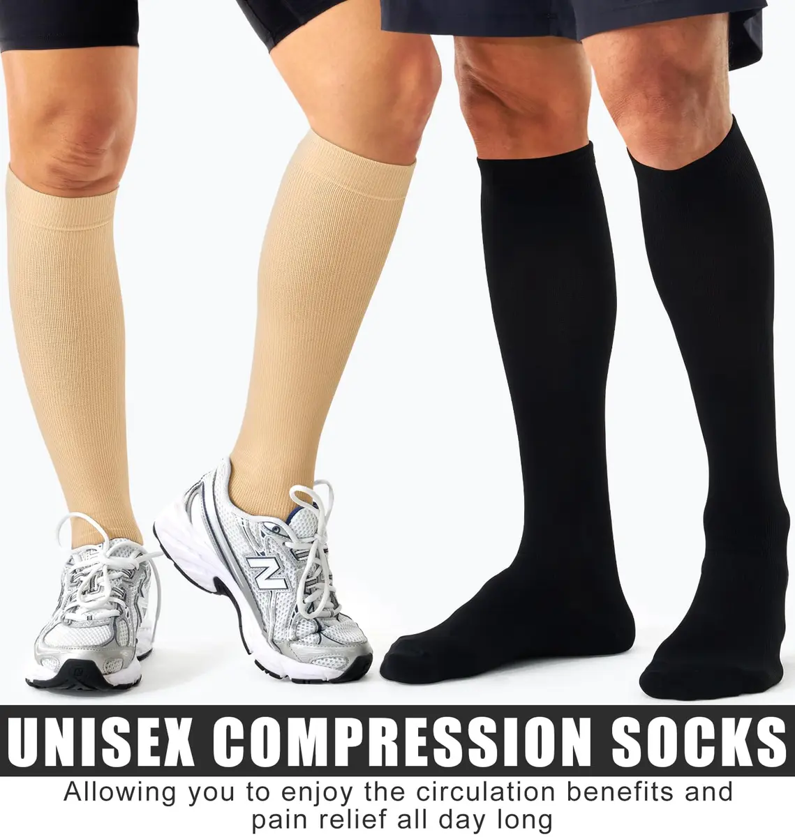 BLUEENJOY Compression Socks for Women & Men (3 Pairs, Large-X-Large) | Graduated 15-20 mmHg Support for Circulation & Recovery - view 2