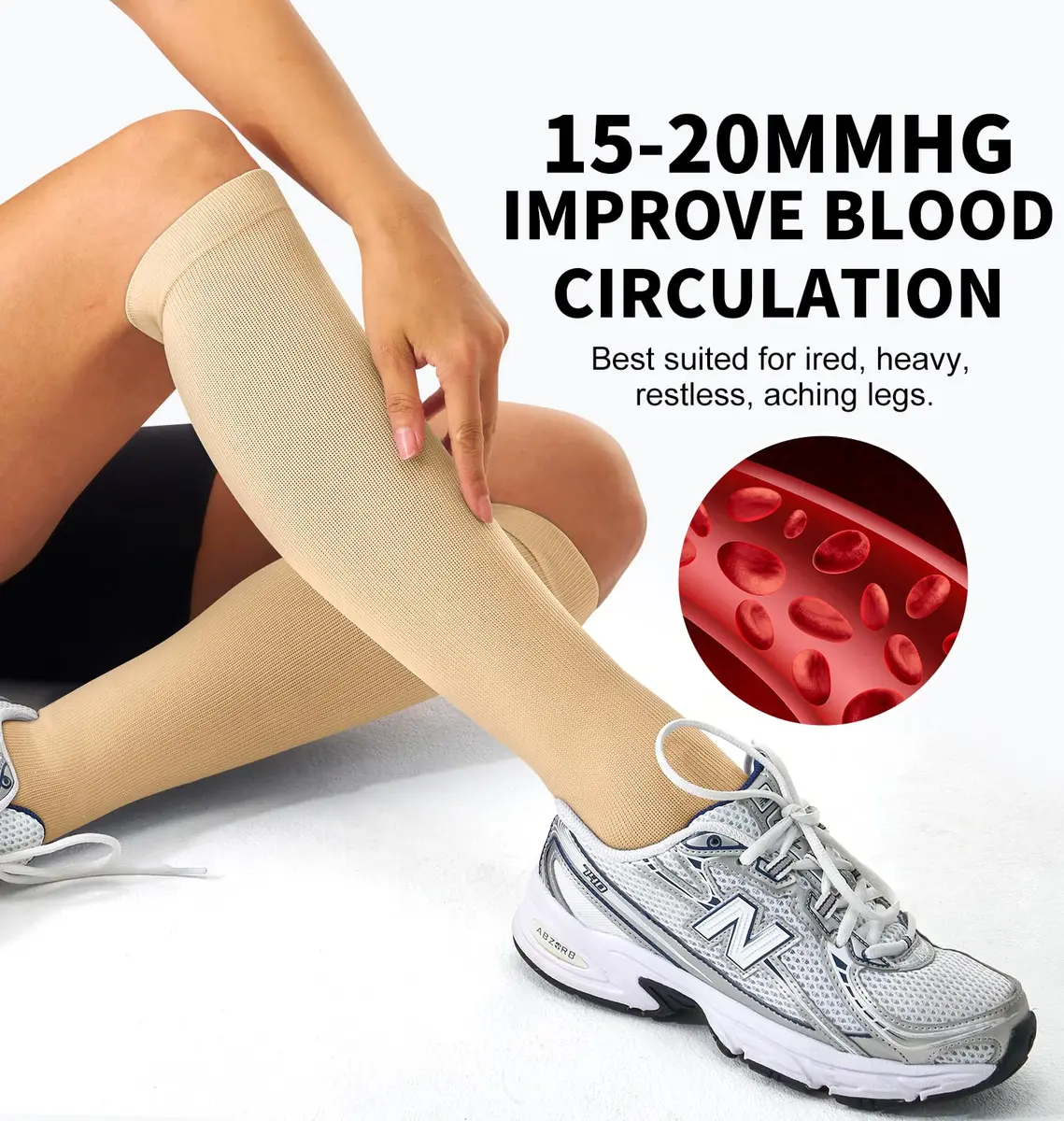 BLUEENJOY Compression Socks for Women & Men (3 Pairs, Large-X-Large) | Graduated 15-20 mmHg Support for Circulation & Recovery - view 4