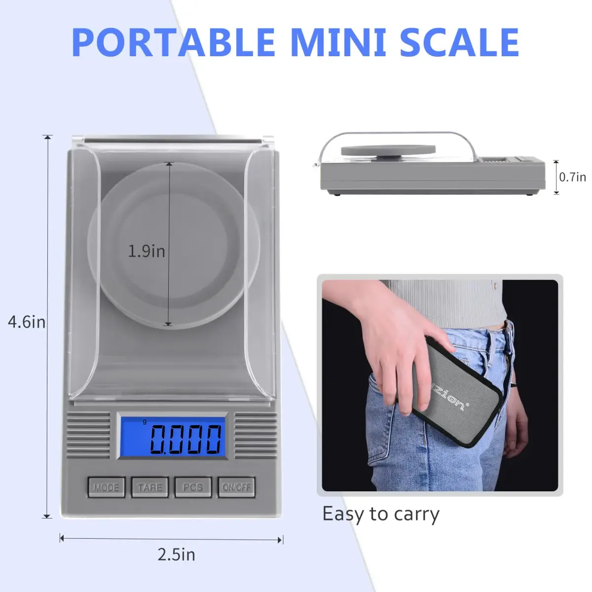 Fuzion Digital Milligram Scale 50g/0.001g, 6-in-1 Kit with Carry Bag | High Precision Weighing Machine - view 3