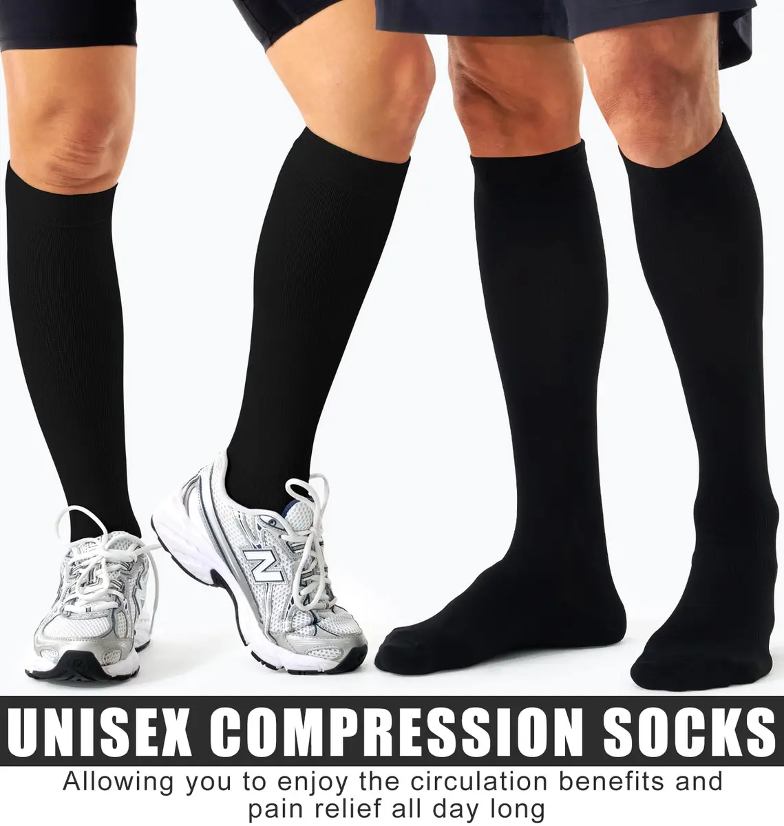 BLUEENJOY Compression Socks for Women & Men (3 Pairs) | Support for Running, Recovery & Flight (100-120 chars) - view 2