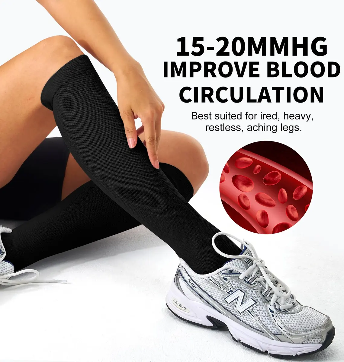 BLUEENJOY Compression Socks for Women & Men (3 Pairs) | Support for Running, Recovery & Flight (100-120 chars) - view 4