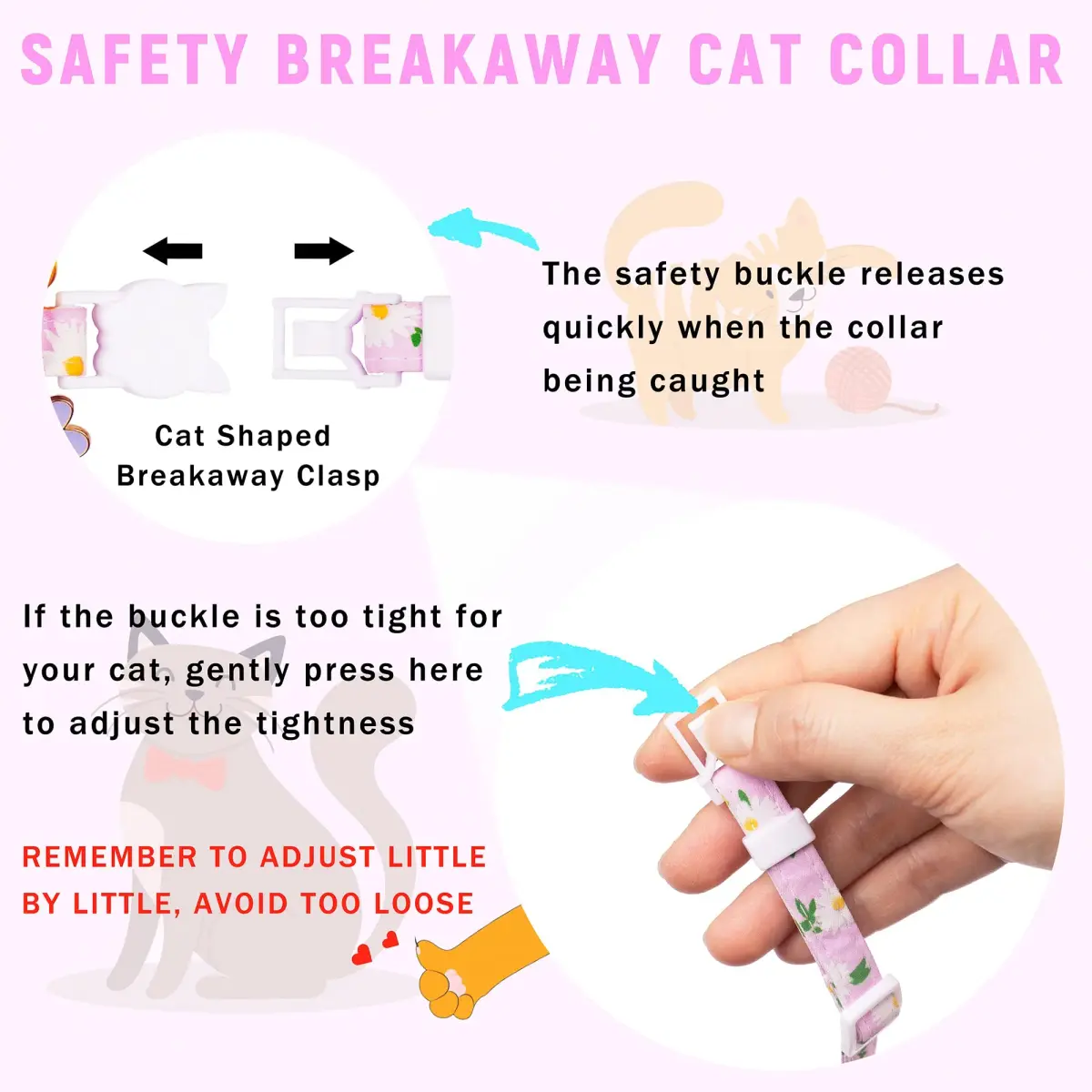 JXFUKAL Airtag Cat Collar with Breakaway Buckle, Silicone AirTag Holder, Bell & Flower Charm for Cats & Small Dogs (Purple, 7.1"-11.8") - view 5