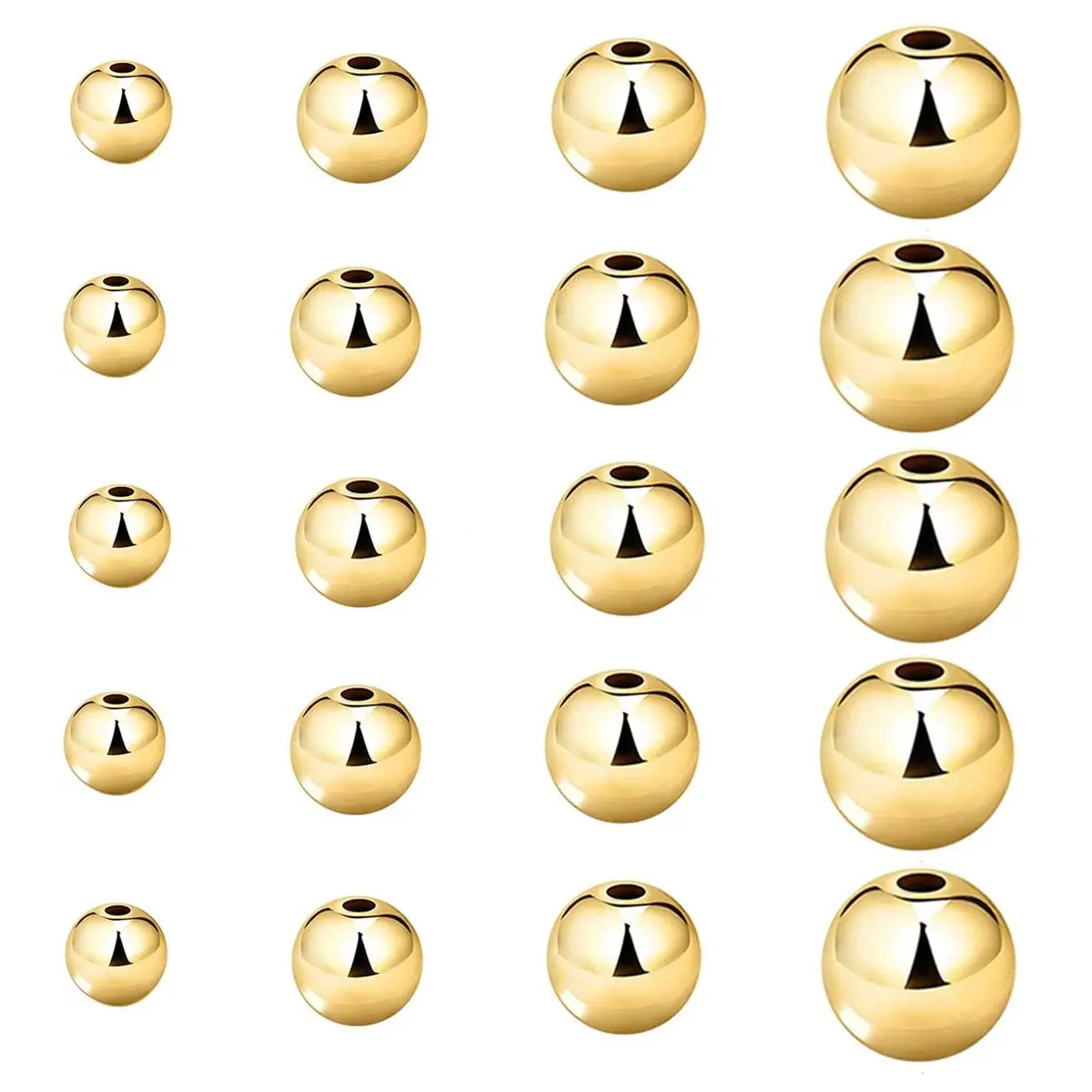WOCRAFT Gold Beads 200 pcs | Tarnish-Resistant Brass Spacer Beads for DIY Jewelry (3/4/5/6MM-Gold) - main product image