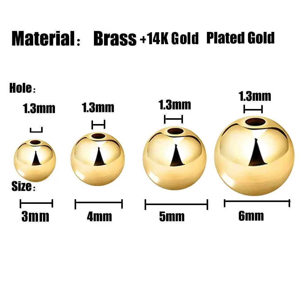 WOCRAFT Gold Beads 200 pcs | Tarnish-Resistant Brass Spacer Beads for DIY Jewelry (3/4/5/6MM-Gold) - view 2
