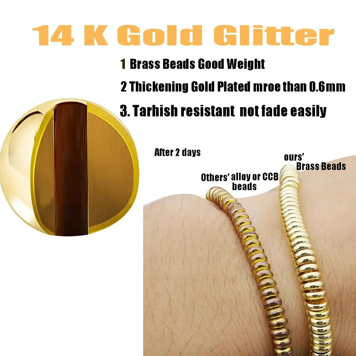 WOCRAFT Gold Beads 200 pcs | Tarnish-Resistant Brass Spacer Beads for DIY Jewelry (3/4/5/6MM-Gold) - view 3