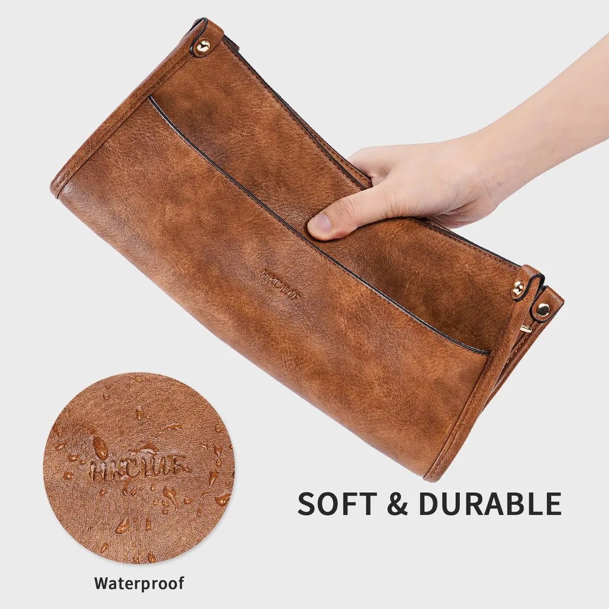 HKCLUF Vegan Leather Hobo Handbag With 2PCS Guitar Strap - Brown, 30.5cm (11.81in) - view 6
