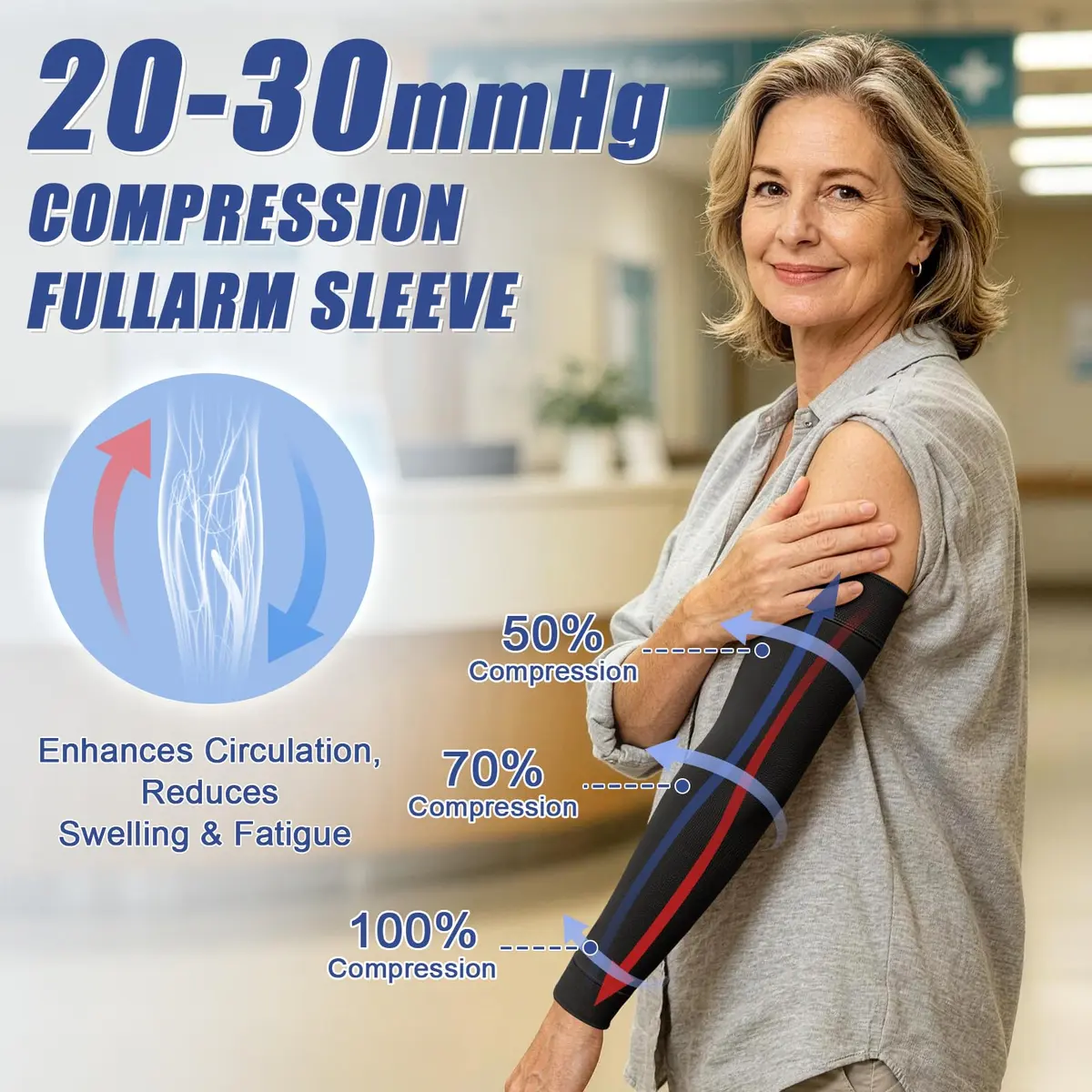 beister Compression Arm Sleeve 20-30 mmHg | Graduated Support for Women & Men - view 2