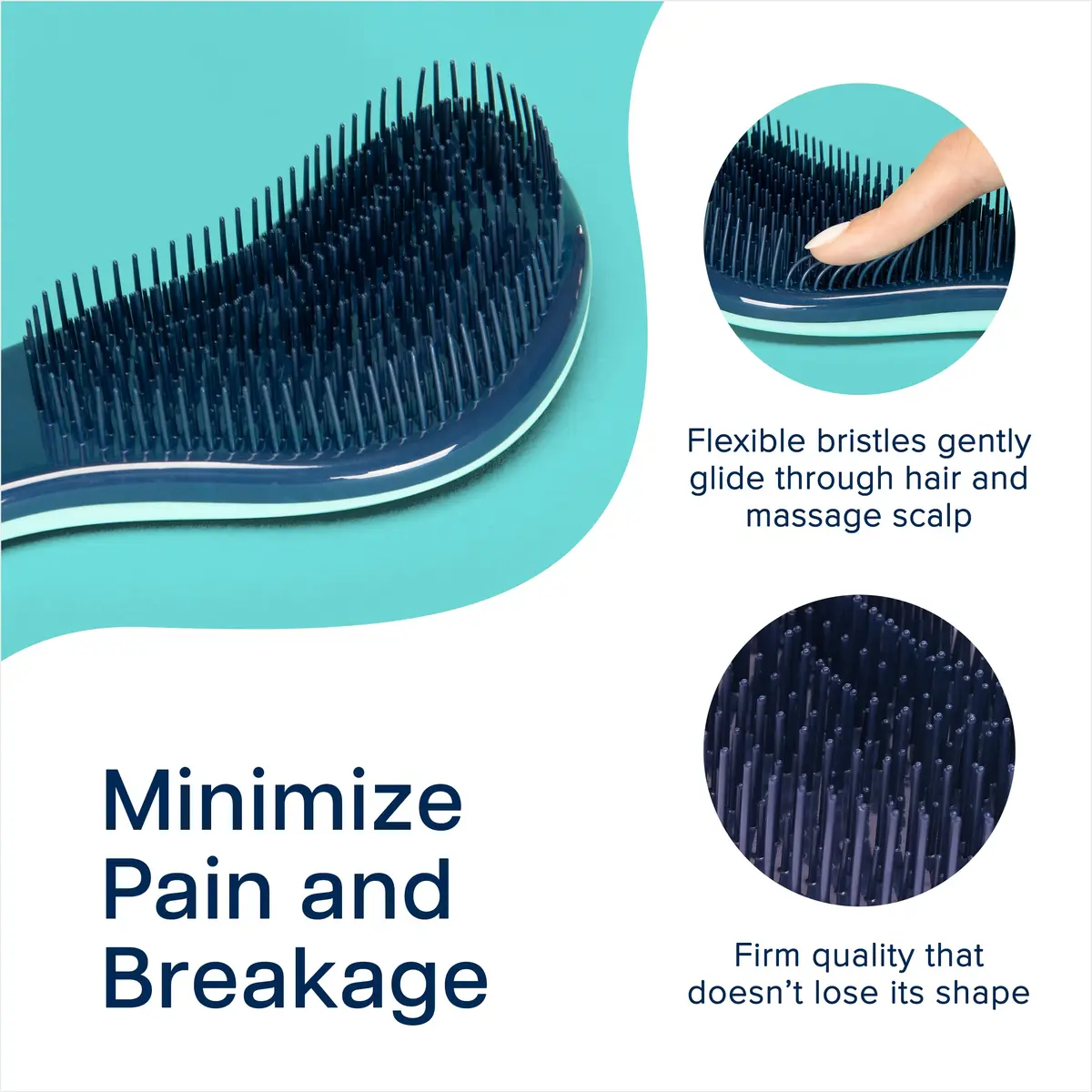 Crave Naturals Detangling Hair Brush 7.5x3-Inch | Gentle on Tangles for Women, Curly & Straight, Wet or Dry Hair - view 3