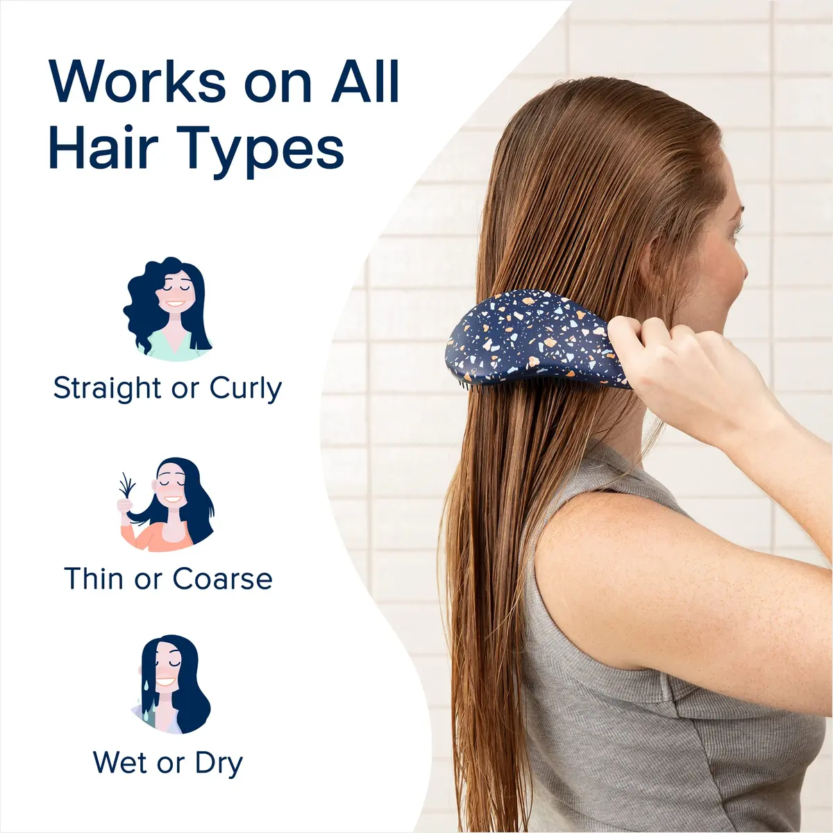 Crave Naturals Detangling Hair Brush 7.5x3-Inch | Gentle on Tangles for Women, Curly & Straight, Wet or Dry Hair - view 4