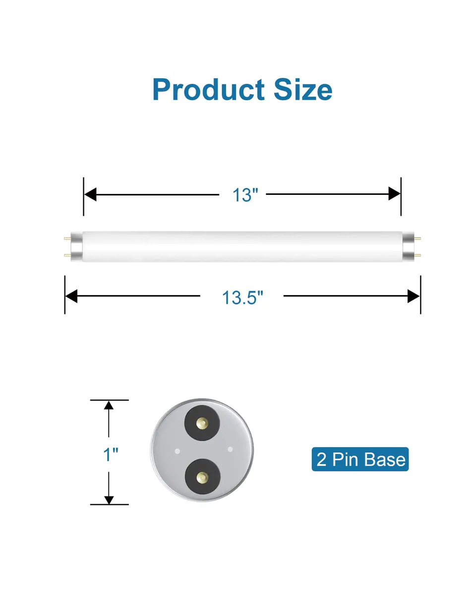 Dichroma 10W Replacement Light Bulb for Bug Zapper | 2 Pack, T8 Fluorescent, 365nm, White - view 2