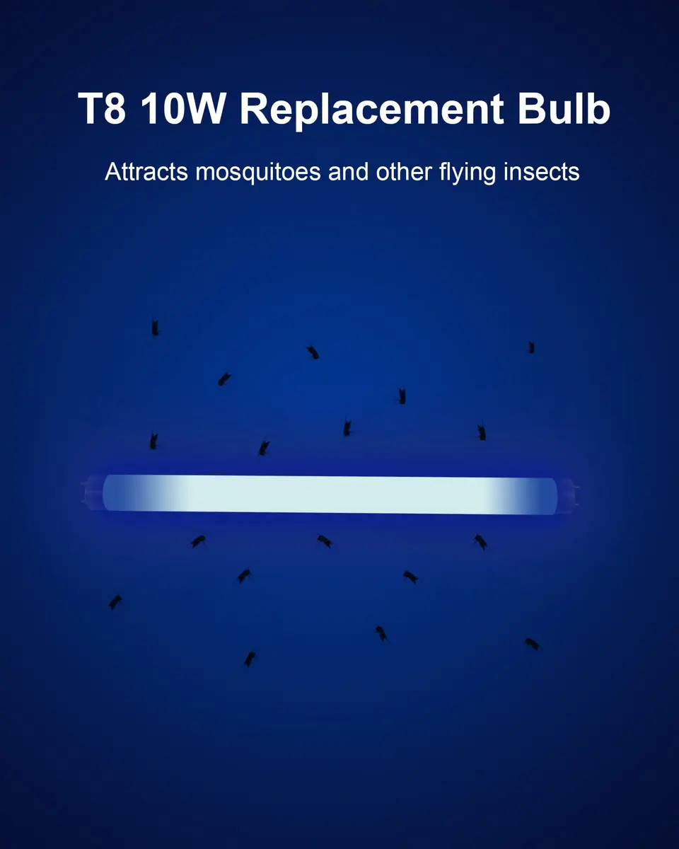 Dichroma 10W Replacement Light Bulb for Bug Zapper | 2 Pack, T8 Fluorescent, 365nm, White - view 4