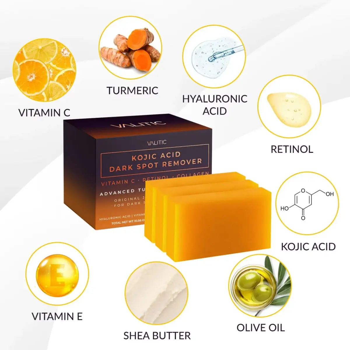 VALITIC Kojic Acid Dark Spot Remover Soap Bars 3 Pack | Japanese Complex for Even Tone & Healthy Glow - view 5