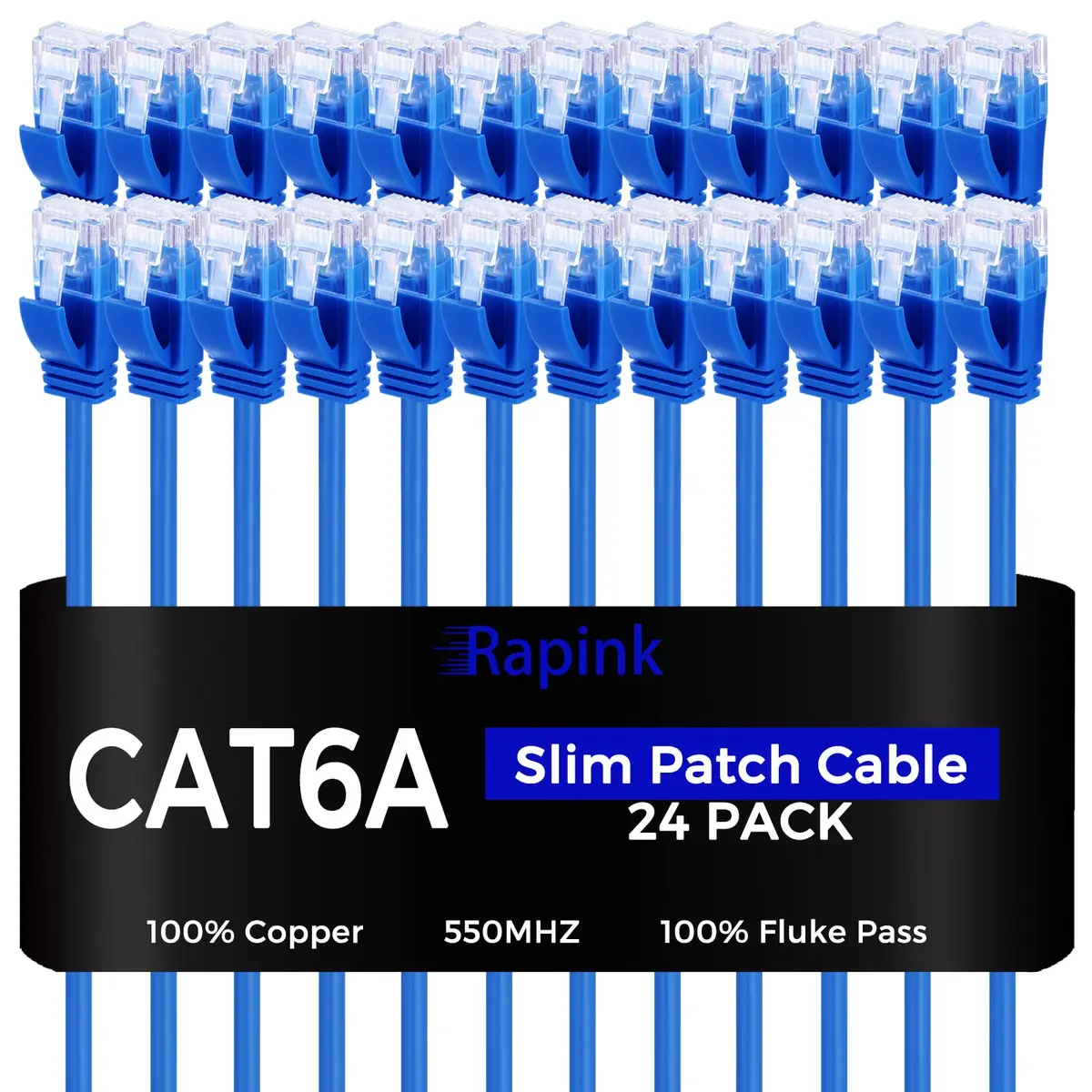 Rapink Cat6a Ethernet Patch Cable 1ft | Slim, 10G Support, Snagless, Gold Plated - main product image