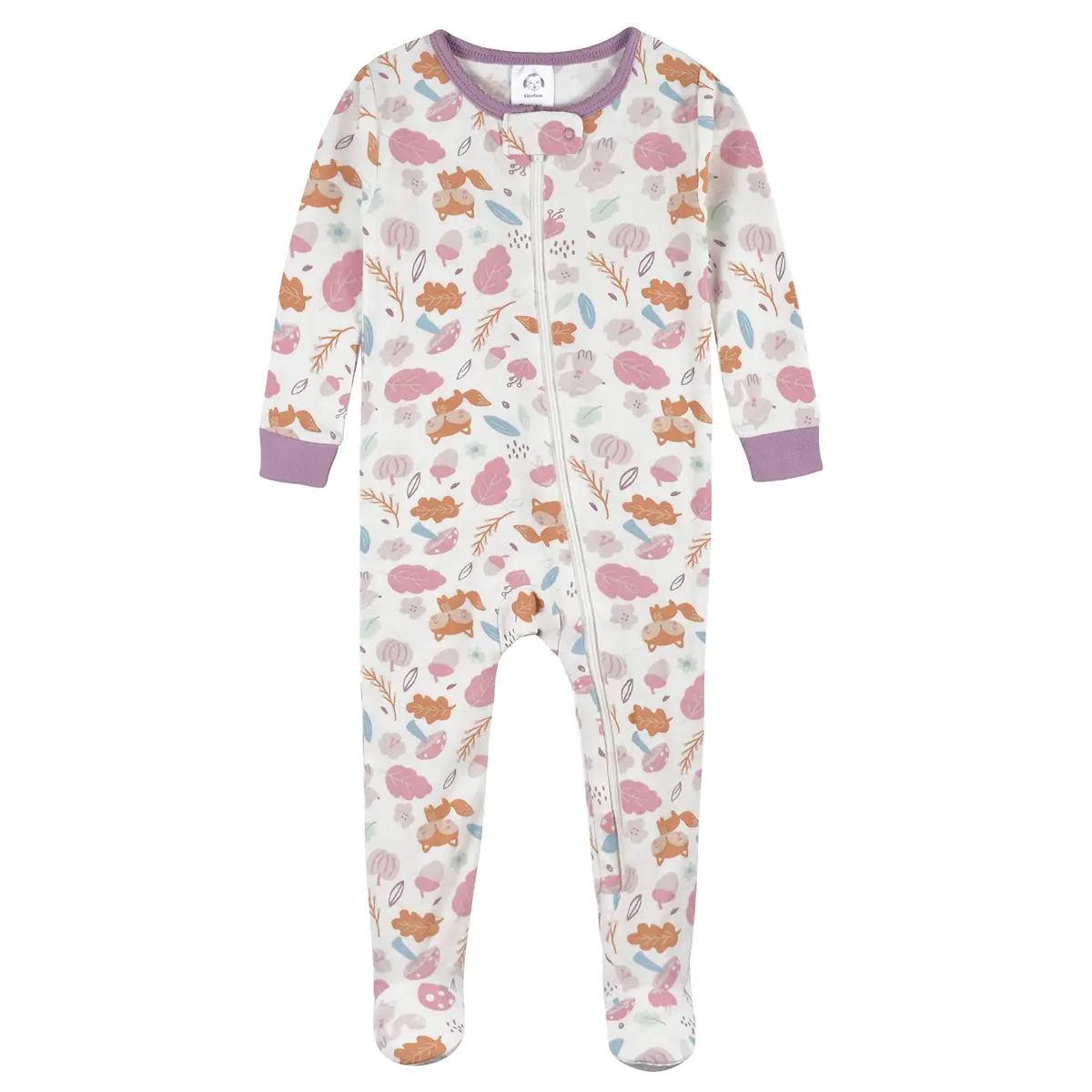 Gerber Baby Girls Woodland Floral Purple Footed Pajamas 3T (2-Pack) | Snug-Fit Cotton Sleepwear - view 2