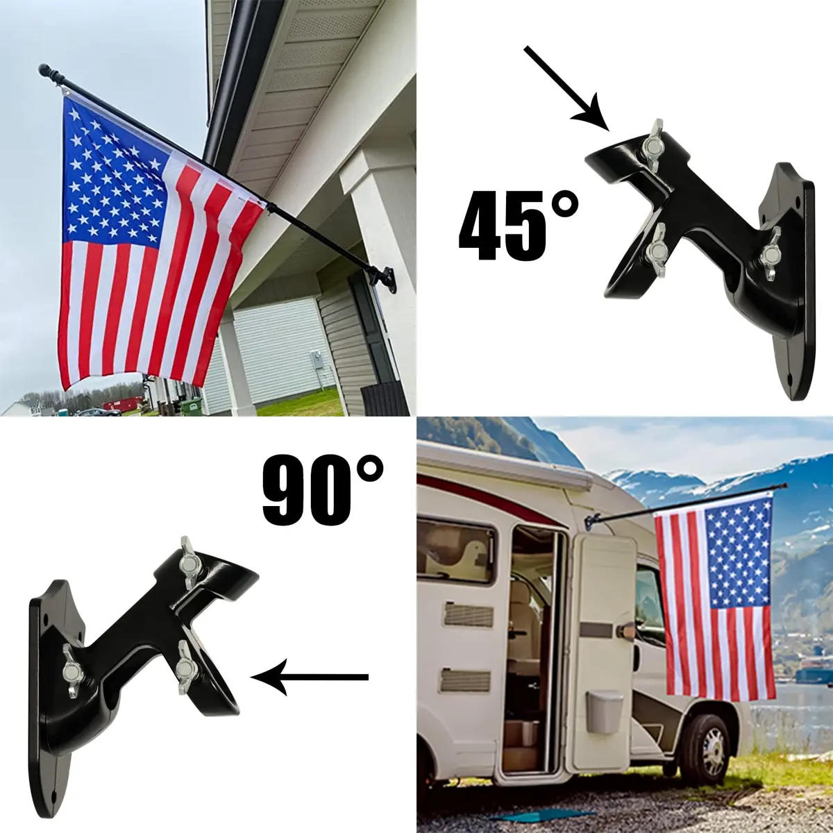NELXINJO 5ft Black Stainless Steel Flag Pole Kit with Bracket | Anti-Wrap Spinning Design - view 5