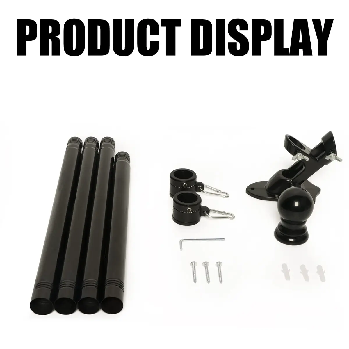 NELXINJO 5ft Black Stainless Steel Flag Pole Kit with Bracket | Anti-Wrap Spinning Design - view 6